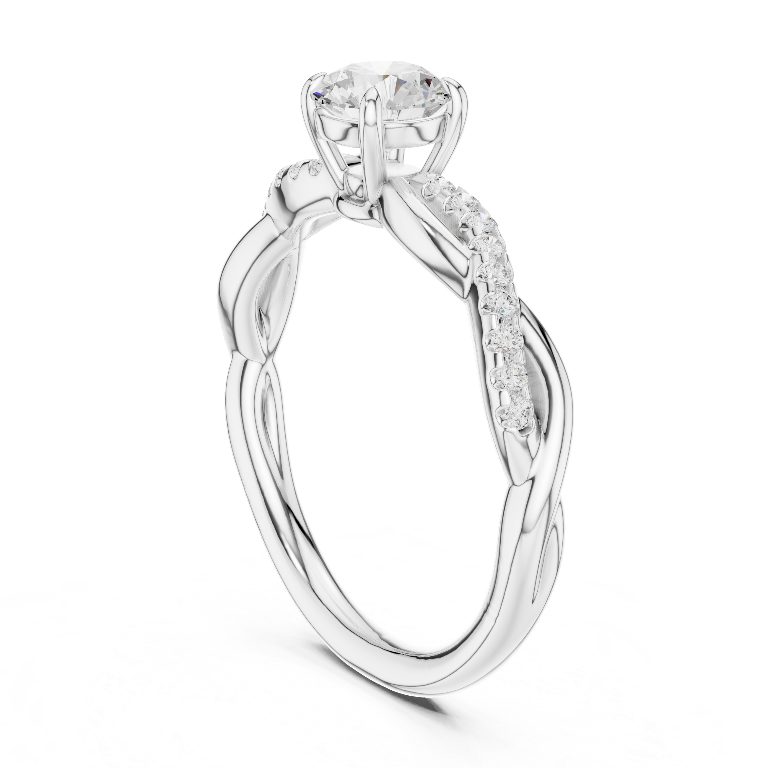 Twisted Round Diamond Engagement Ring
