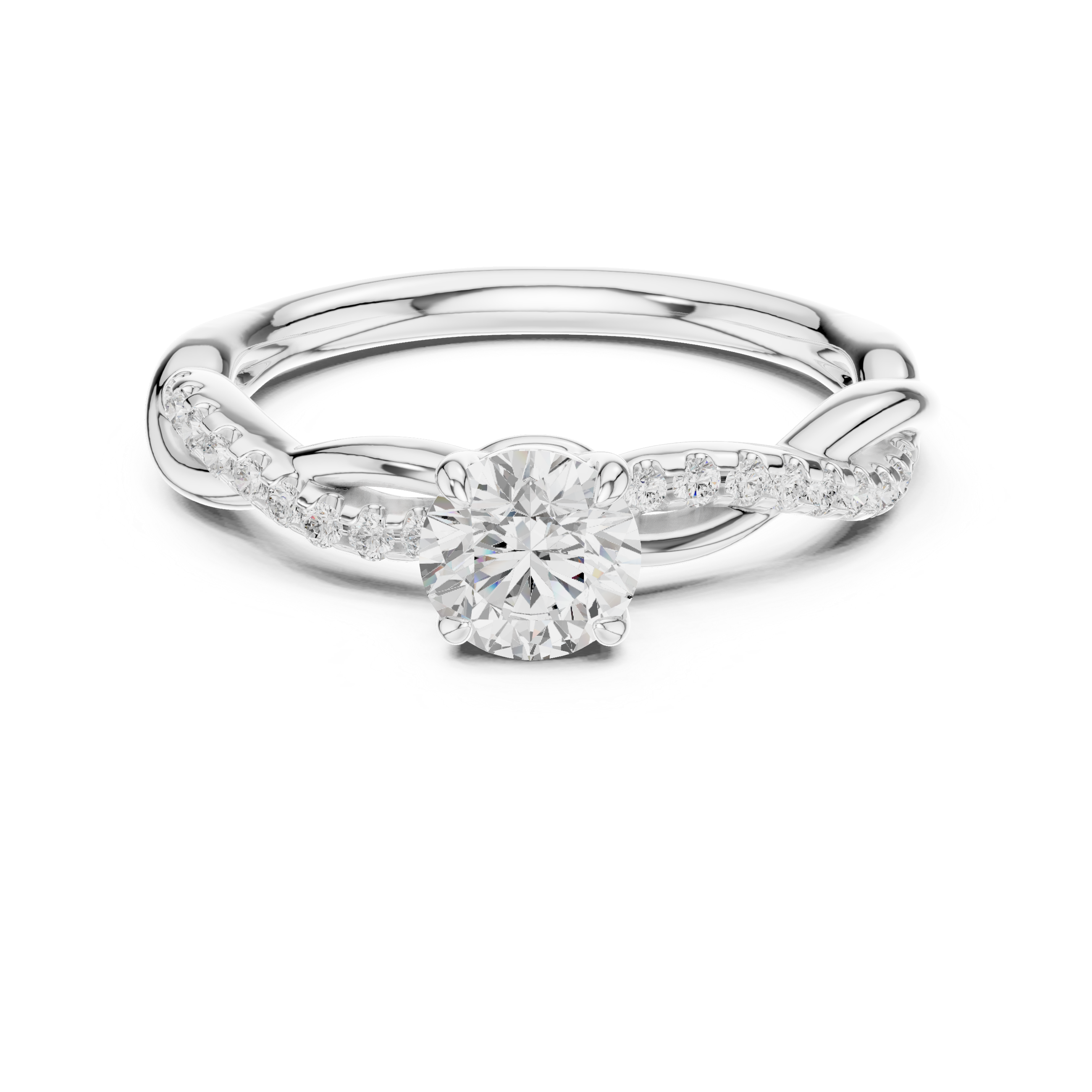 Twisted Round Diamond Engagement Ring