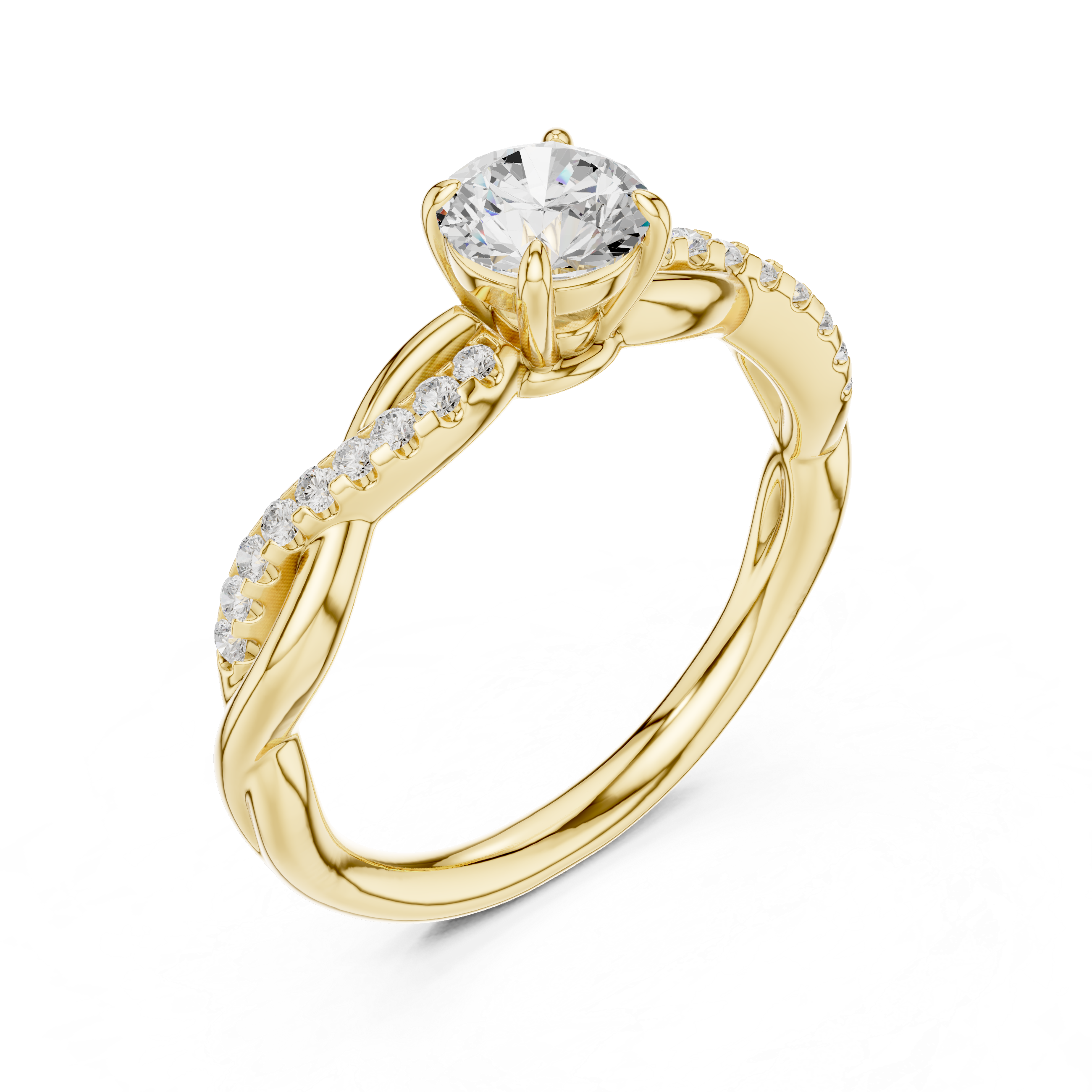 Twisted Round Diamond Engagement Ring