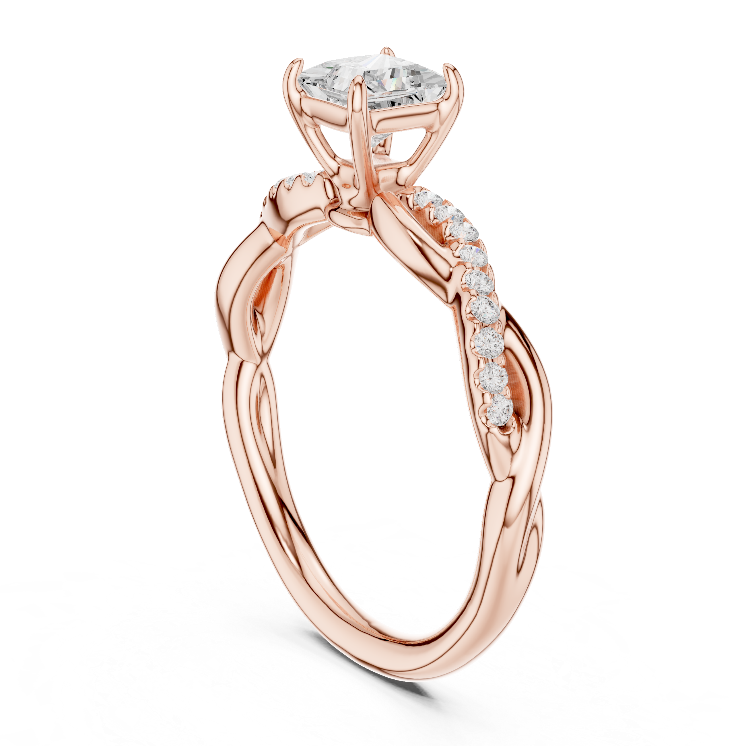 Twisted Princess Diamond Engagement Ring