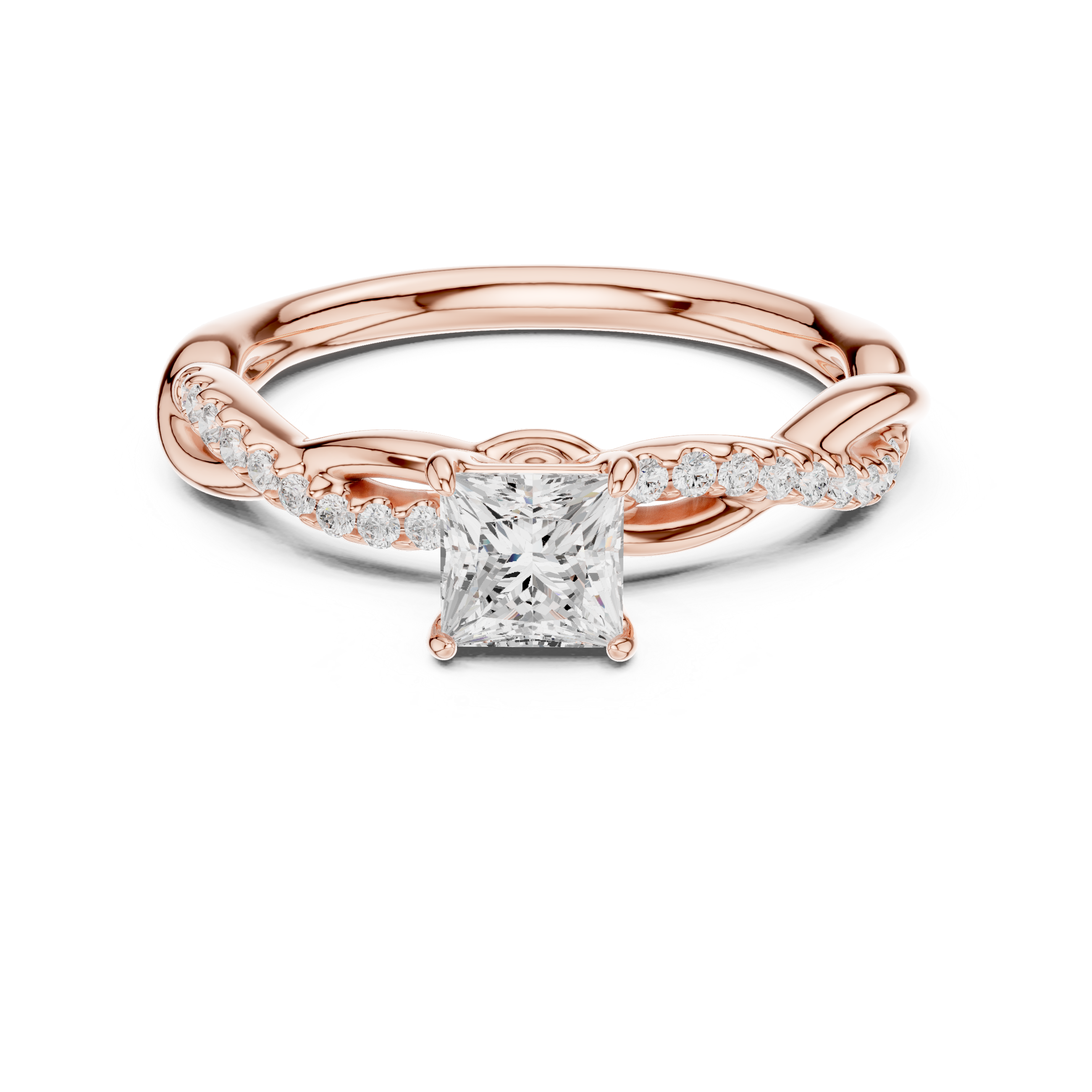Twisted Princess Diamond Engagement Ring
