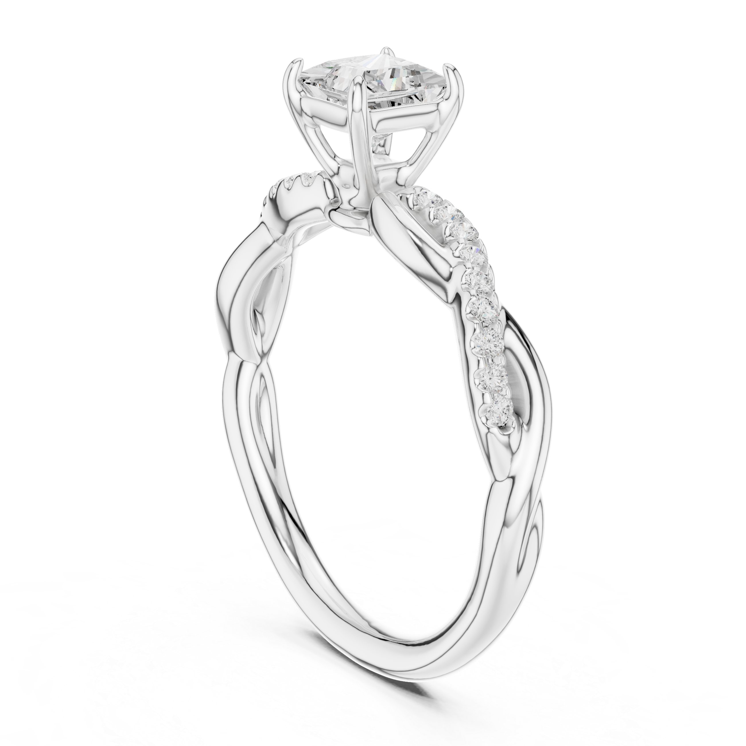 Twisted Princess Diamond Engagement Ring