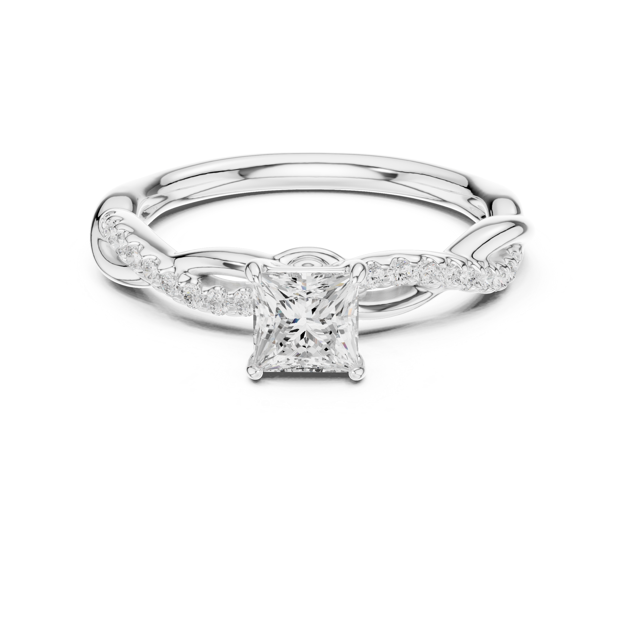 Twisted Princess Diamond Engagement Ring