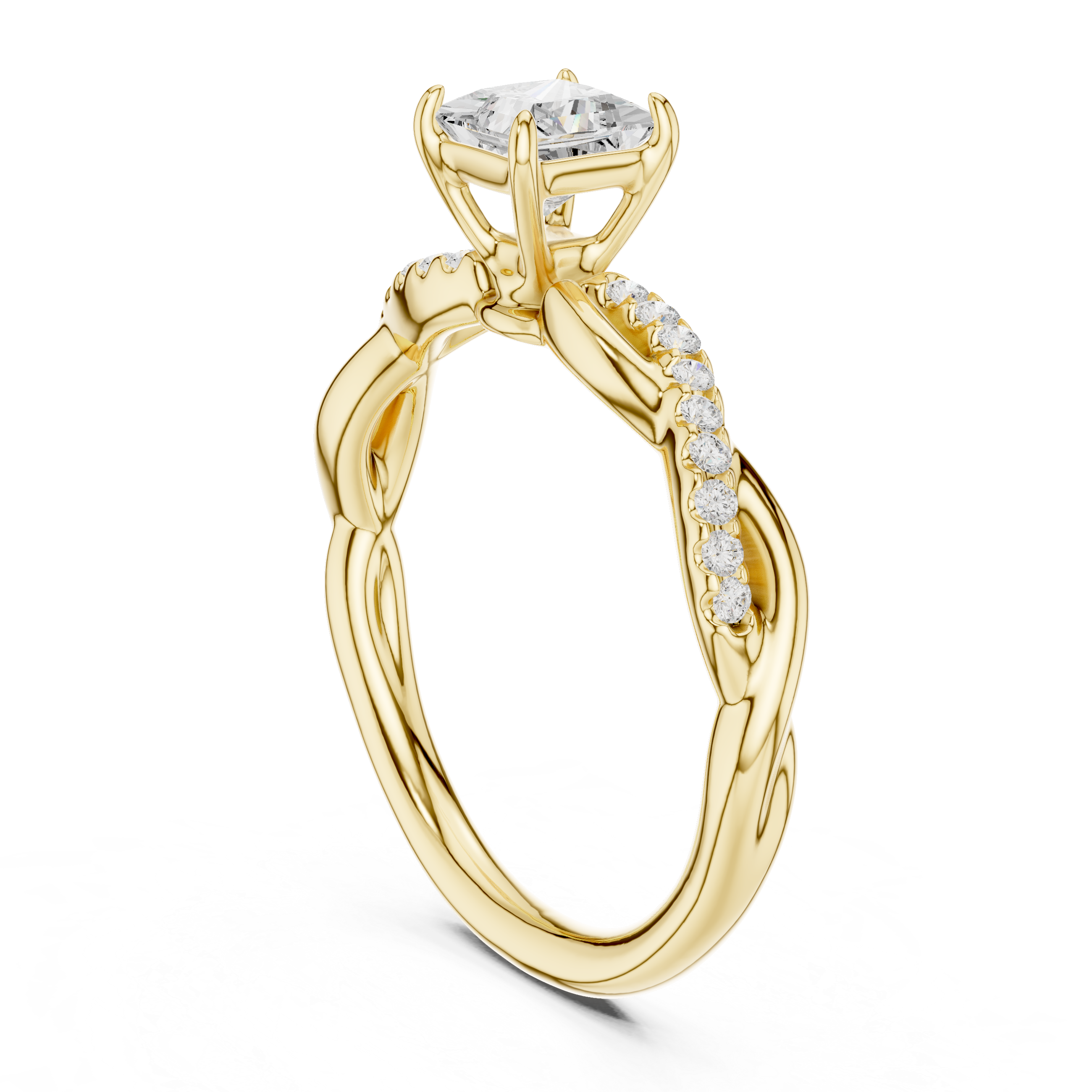 Twisted Princess Diamond Engagement Ring