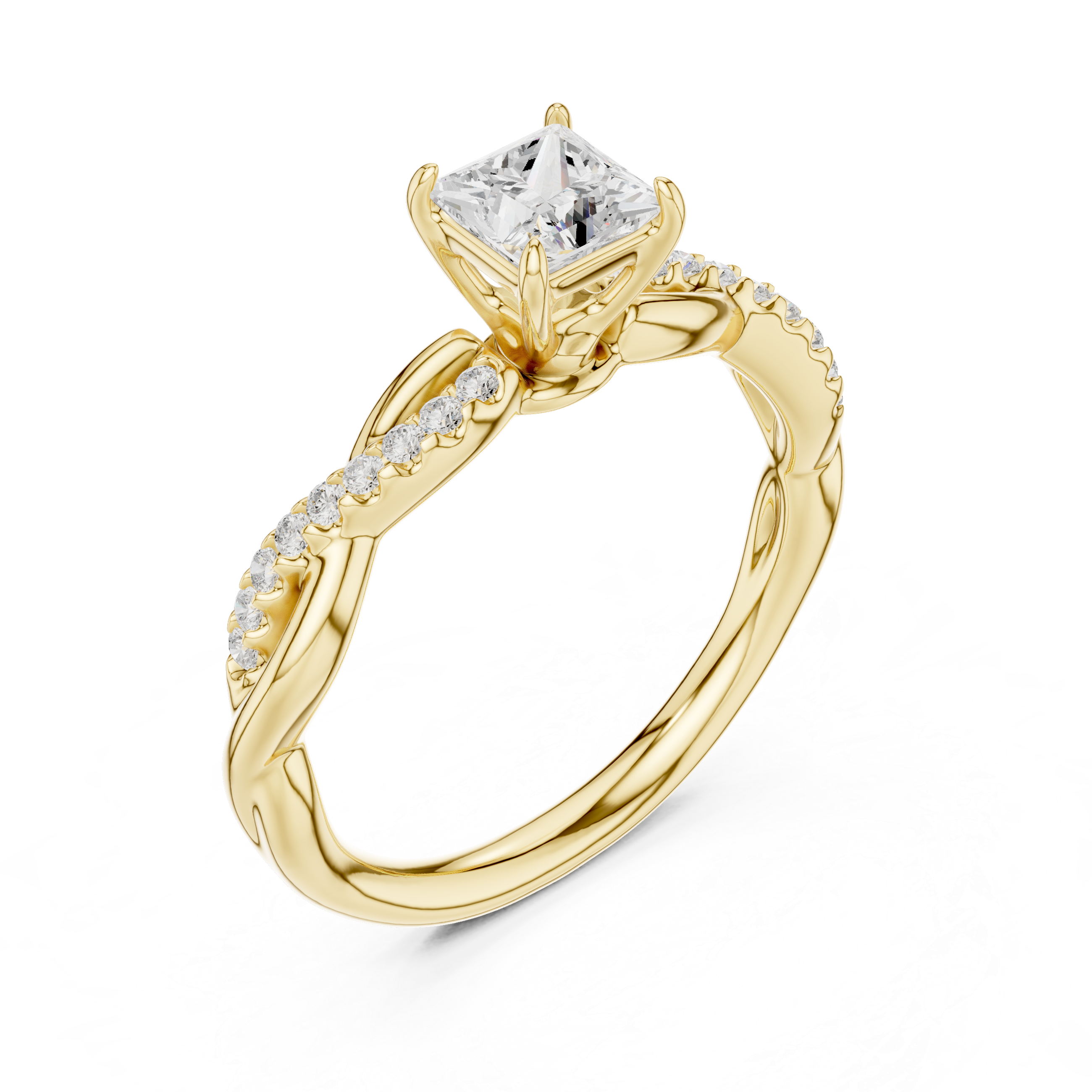 Twisted Princess Diamond Engagement Ring
