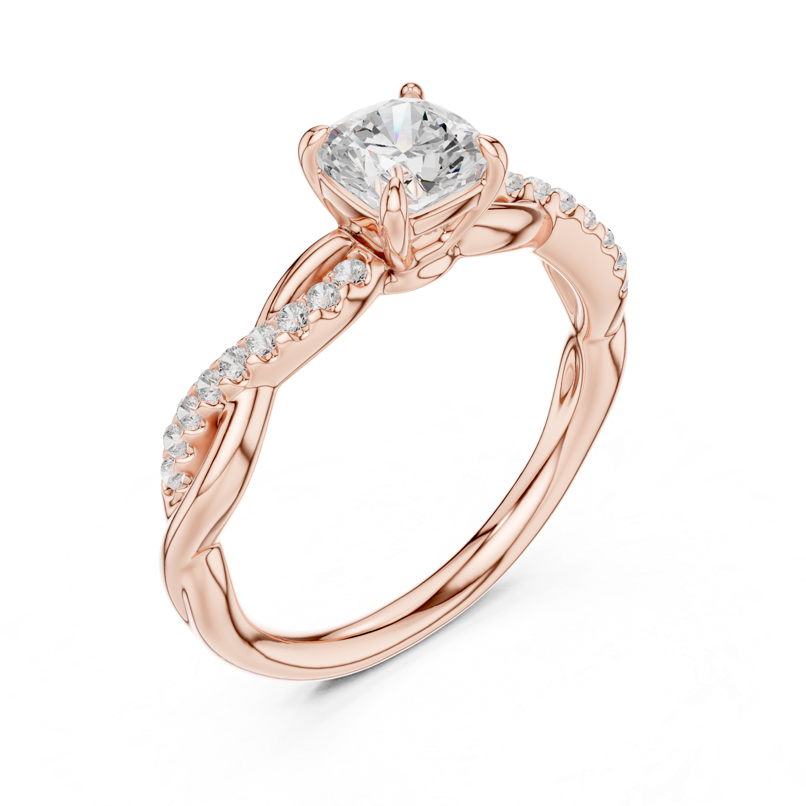 Twisted Cushion Diamond Engagement Ring