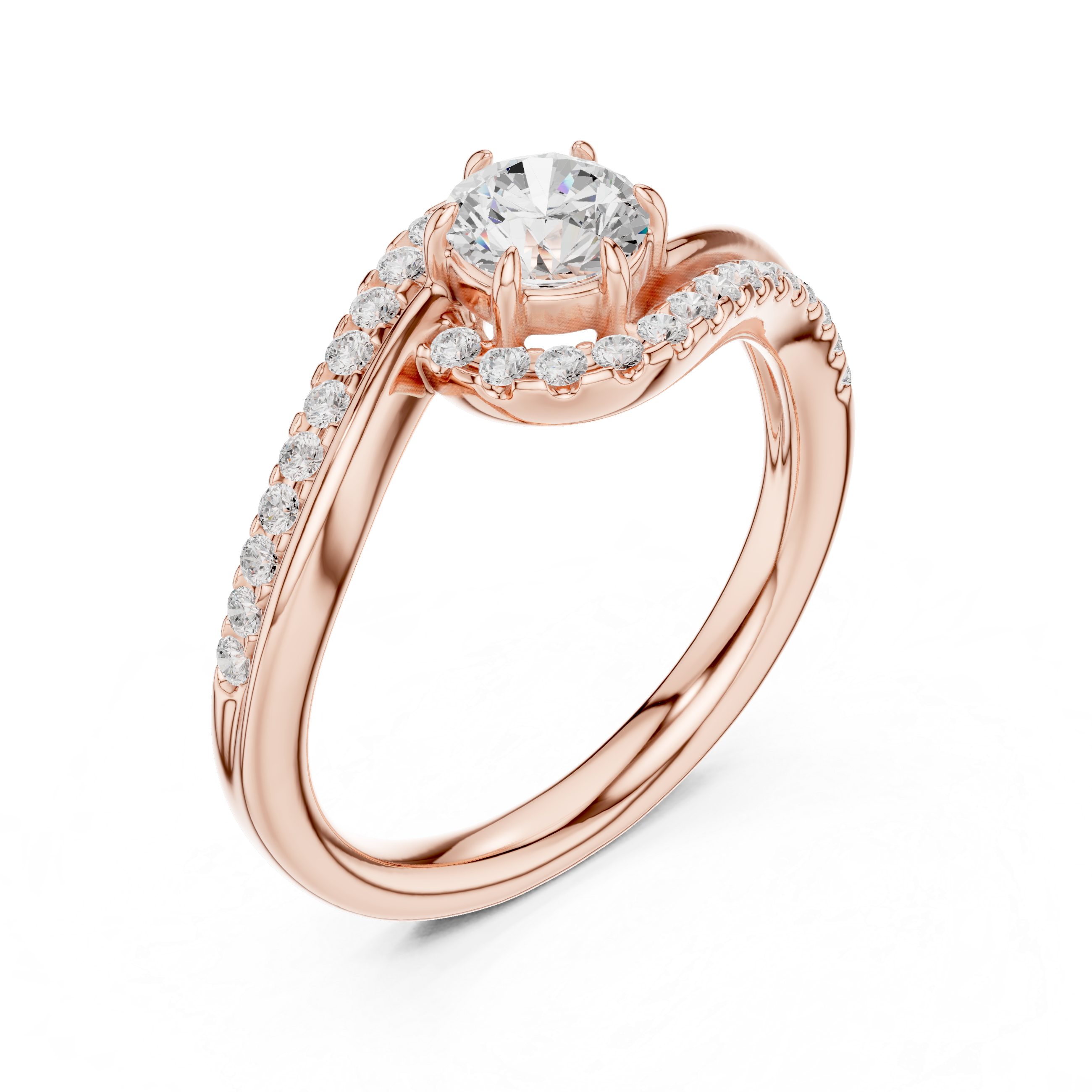 Twisted Halo Diamond Engagement Ring