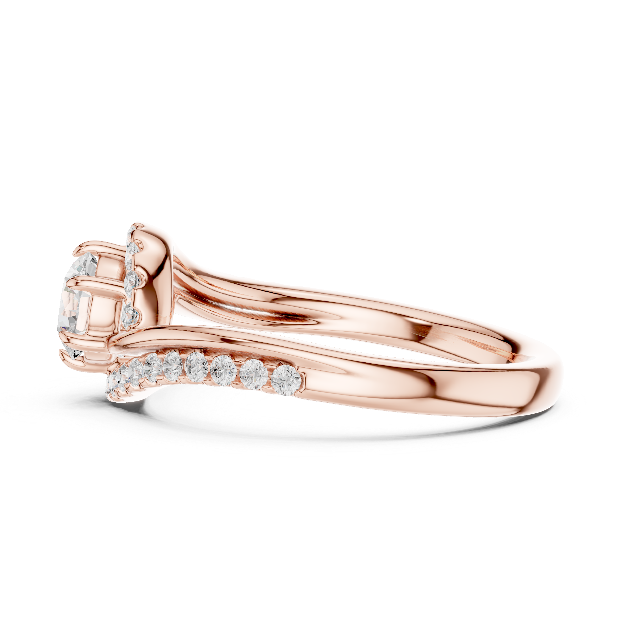 Twisted Halo Diamond Engagement Ring
