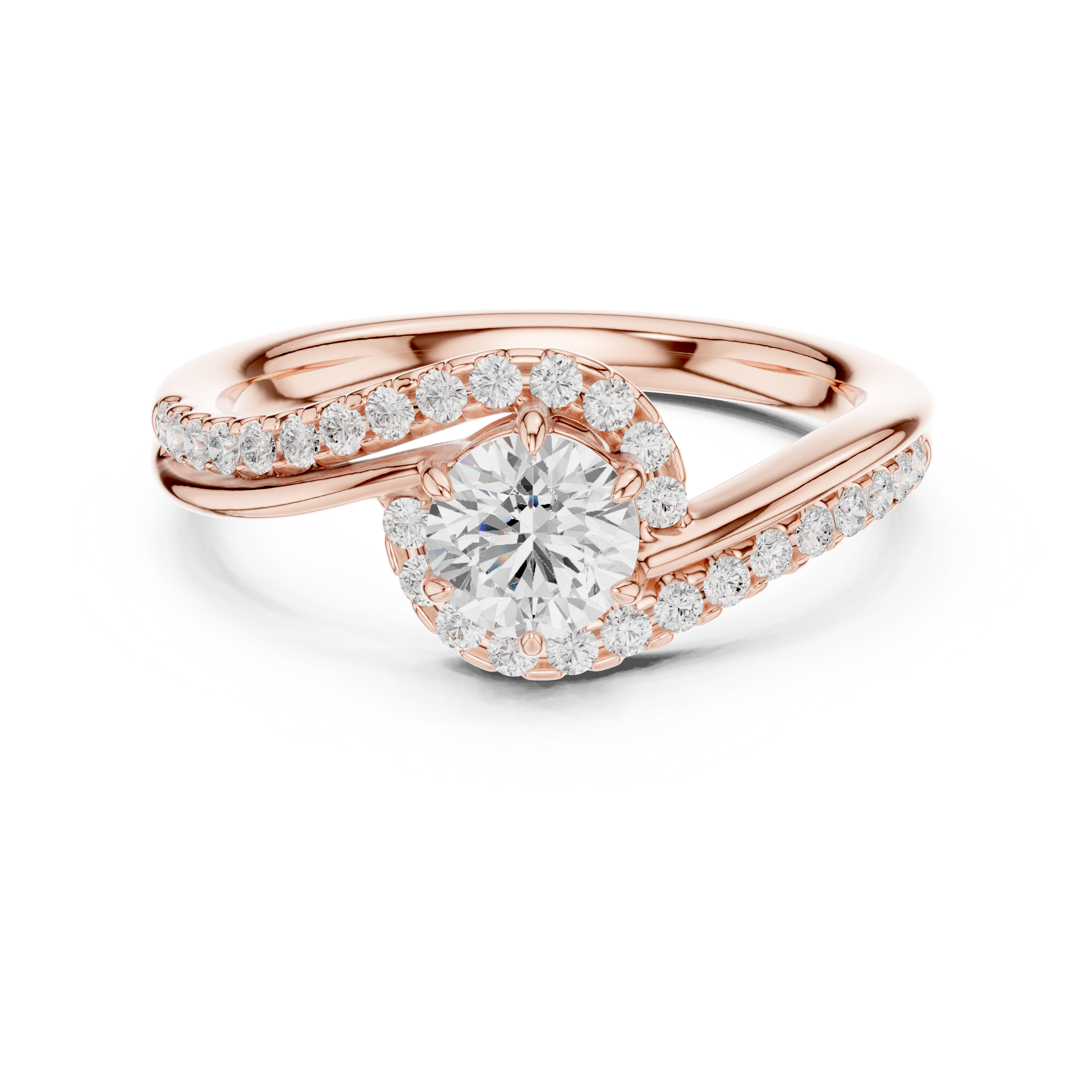 Twisted Halo Diamond Engagement Ring