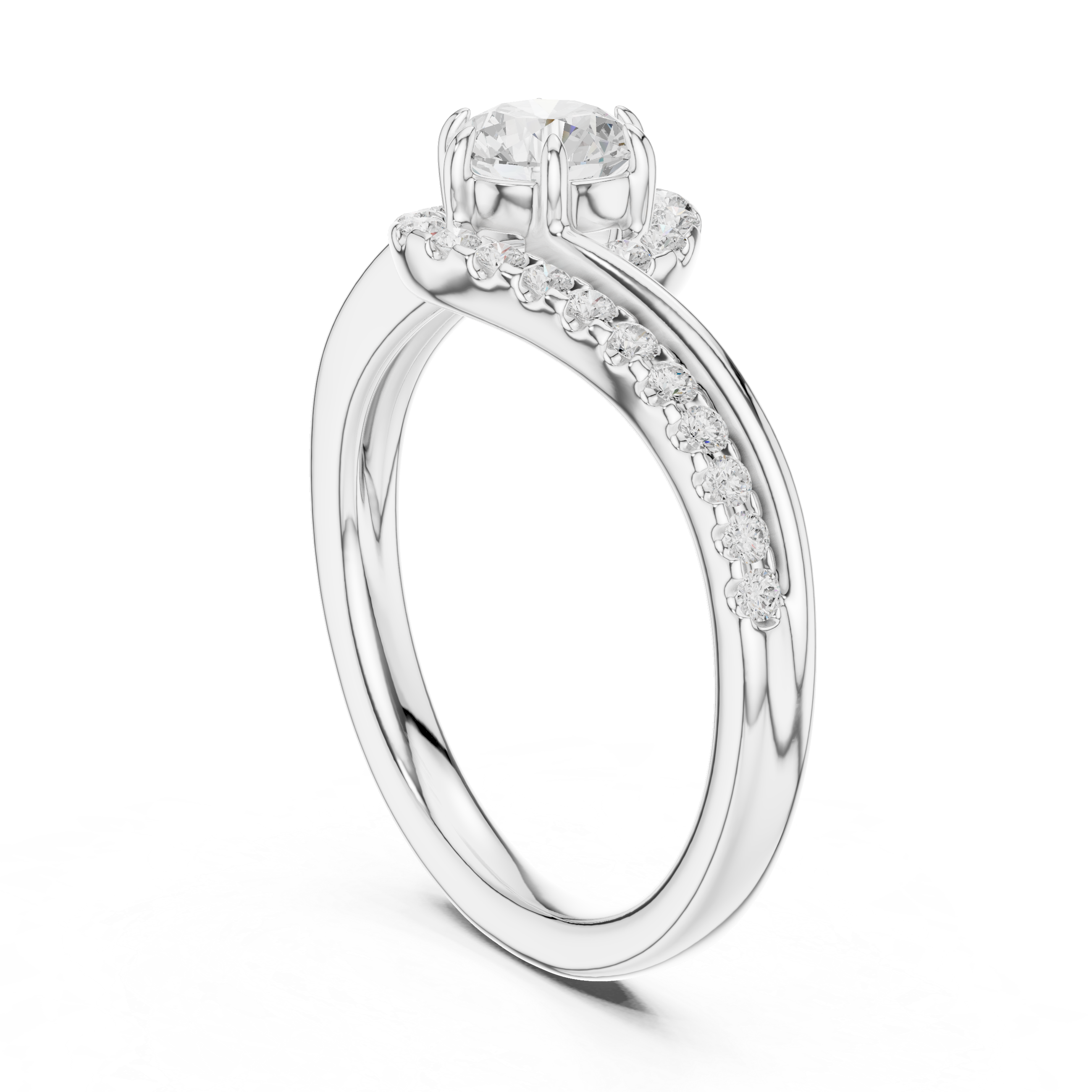 Twisted Halo Diamond Engagement Ring