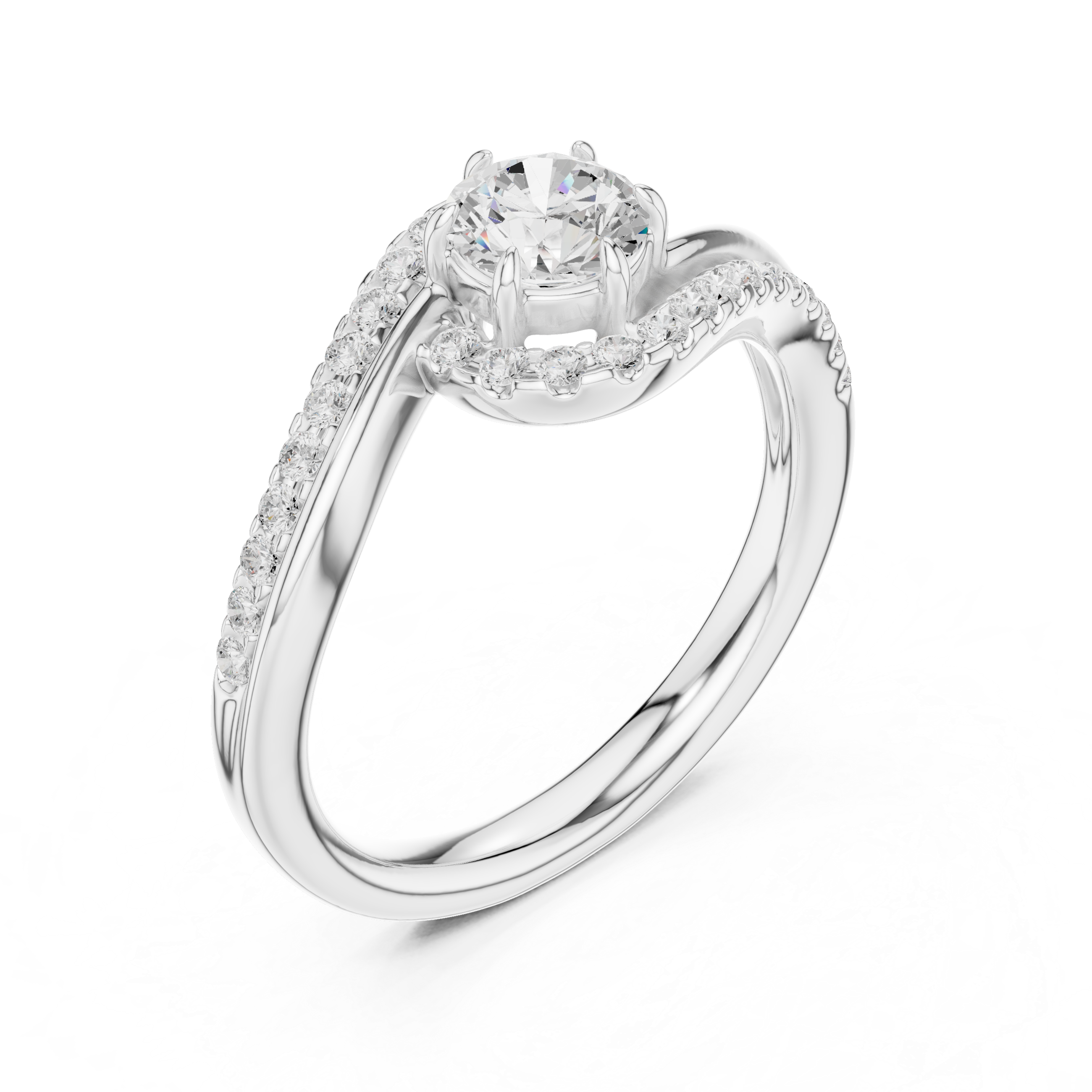 Twisted Halo Diamond Engagement Ring