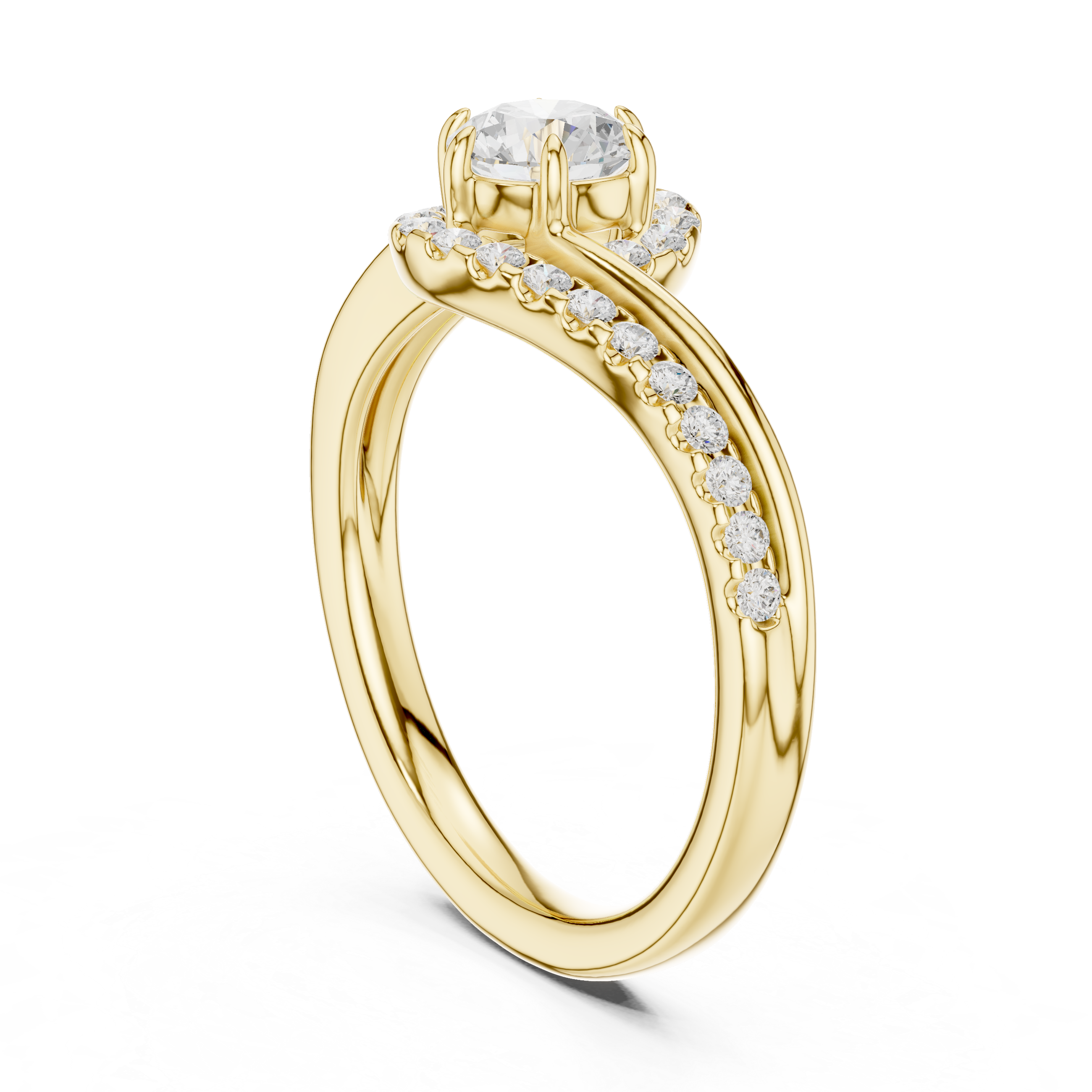 Twisted Halo Diamond Engagement Ring