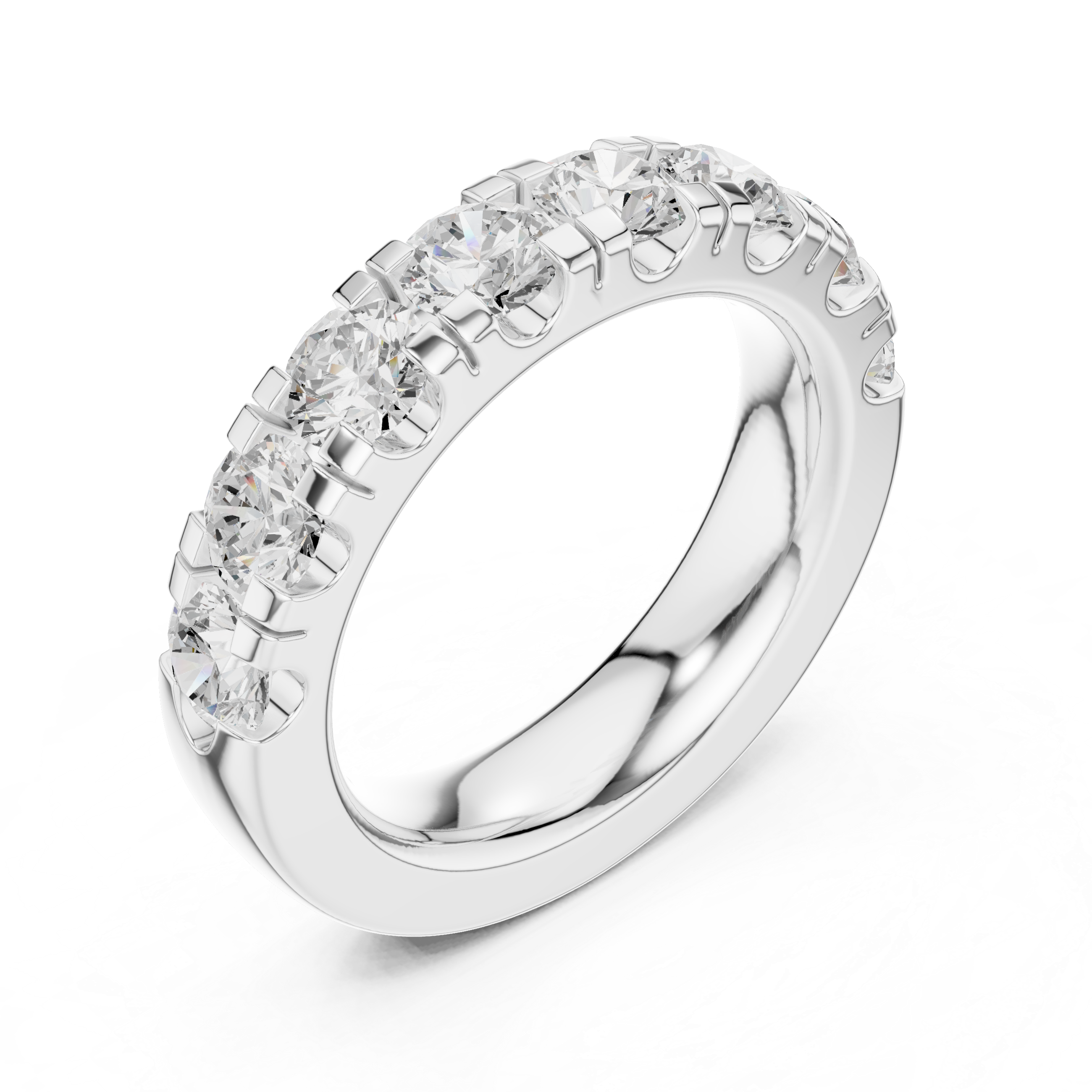 Round Diamond Half Eternity Wedding Band