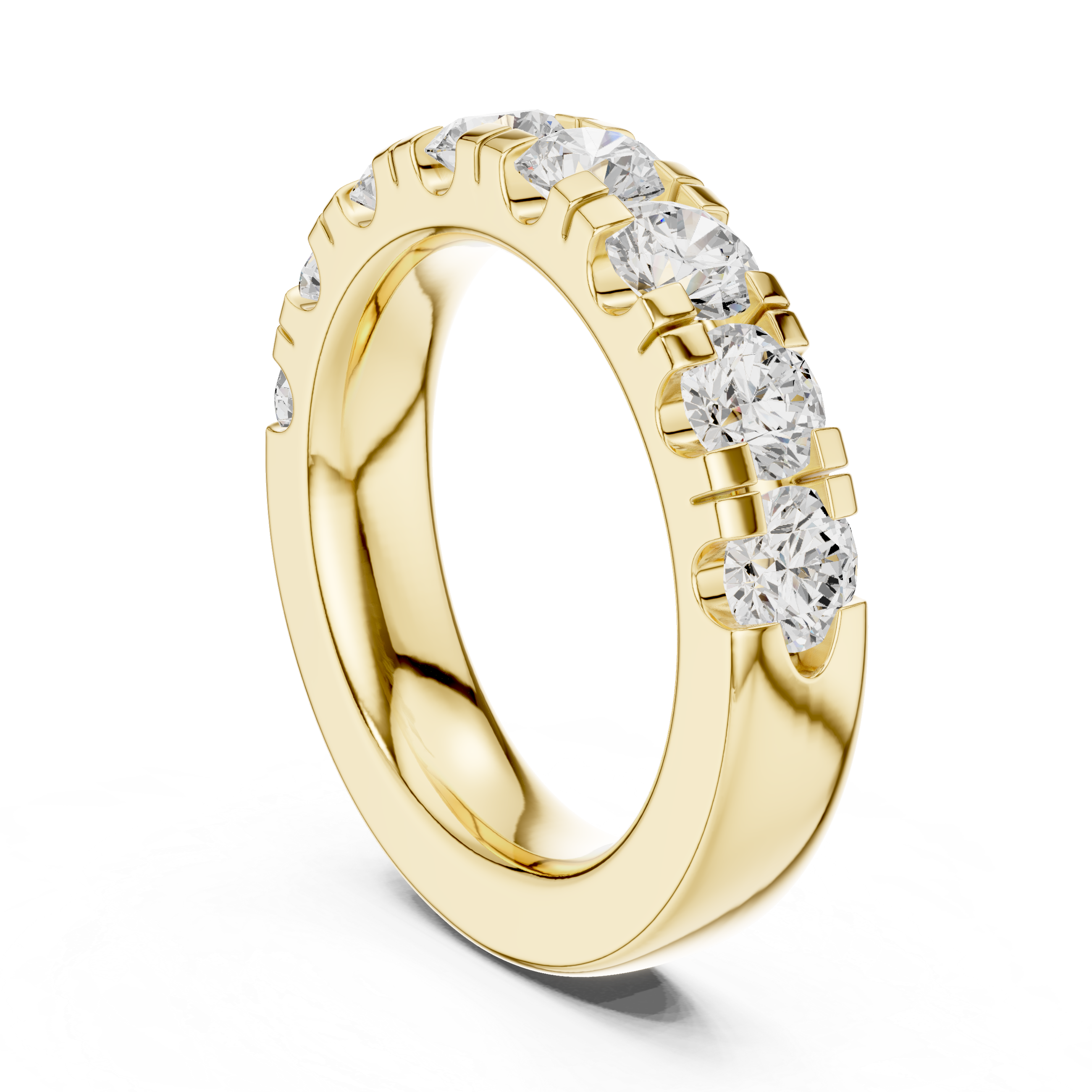 Round Diamond Half Eternity Wedding Band