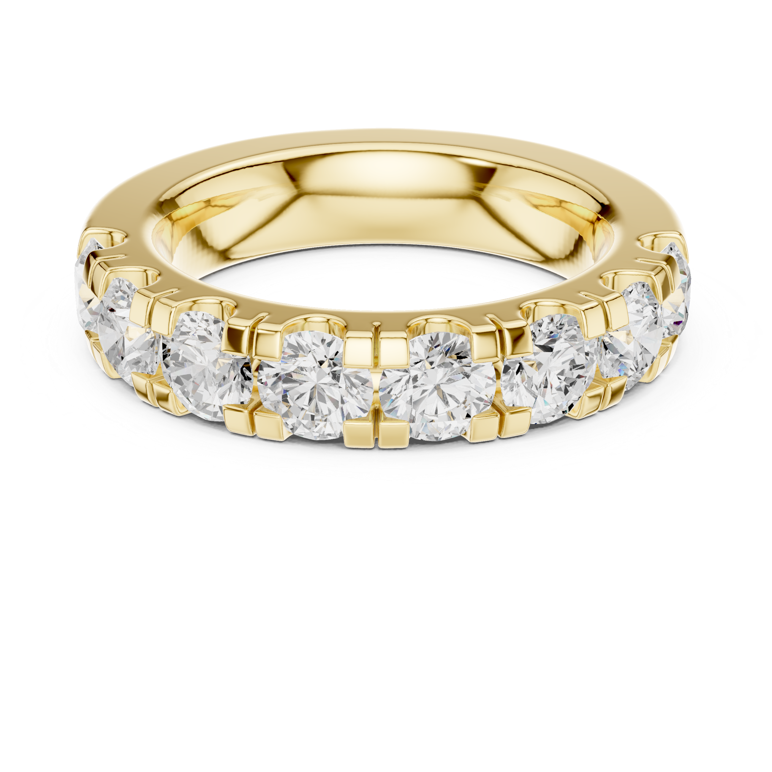 Round Diamond Half Eternity Wedding Band