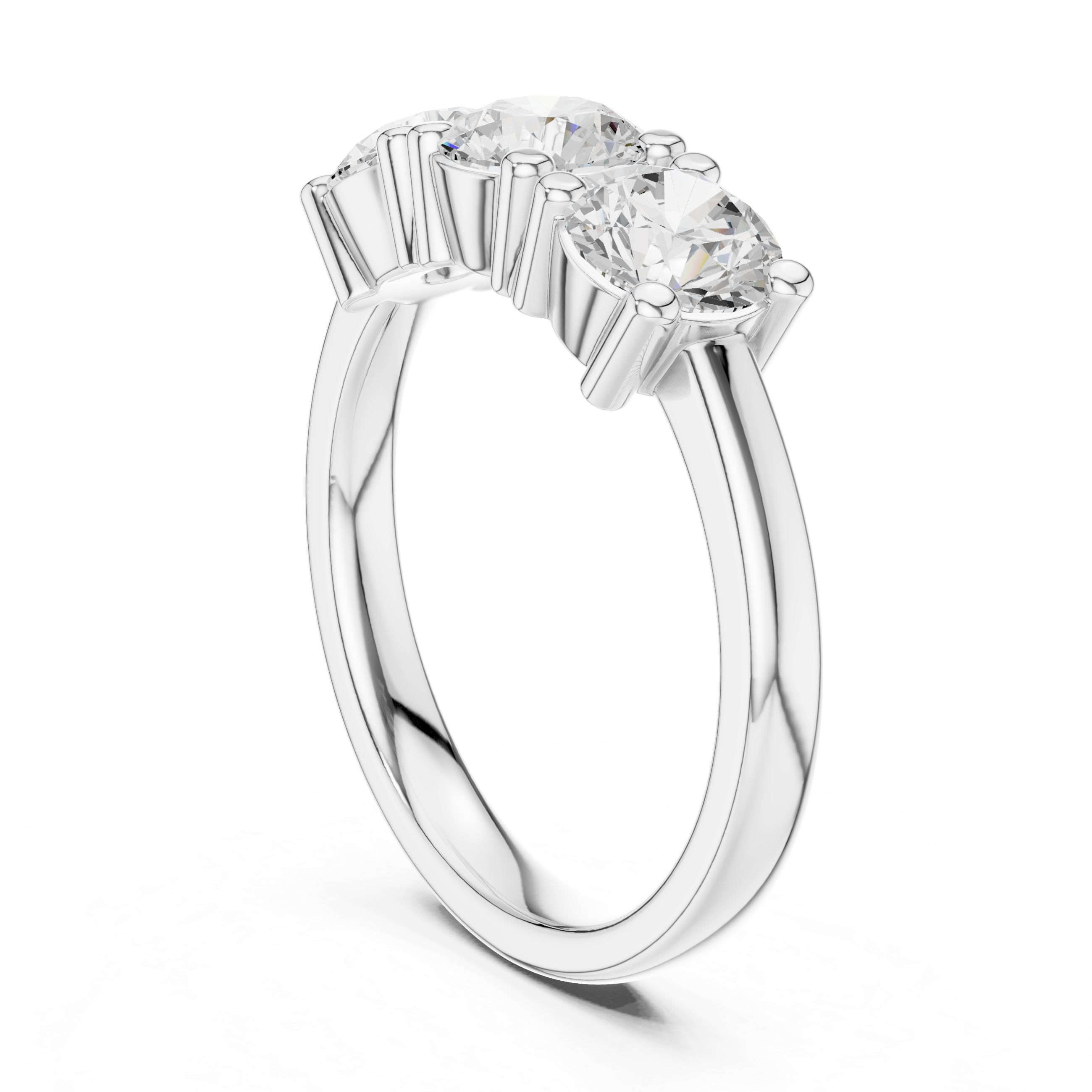 Round Brilliant Three Stone Engagement Ring