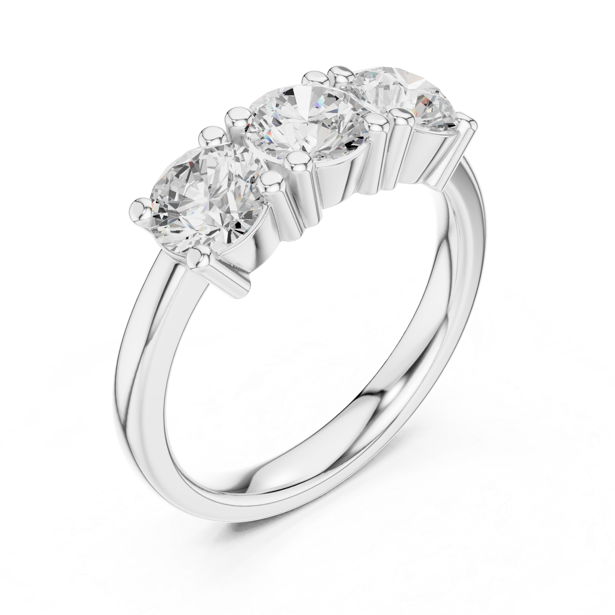 Round Brilliant Three Stone Engagement Ring