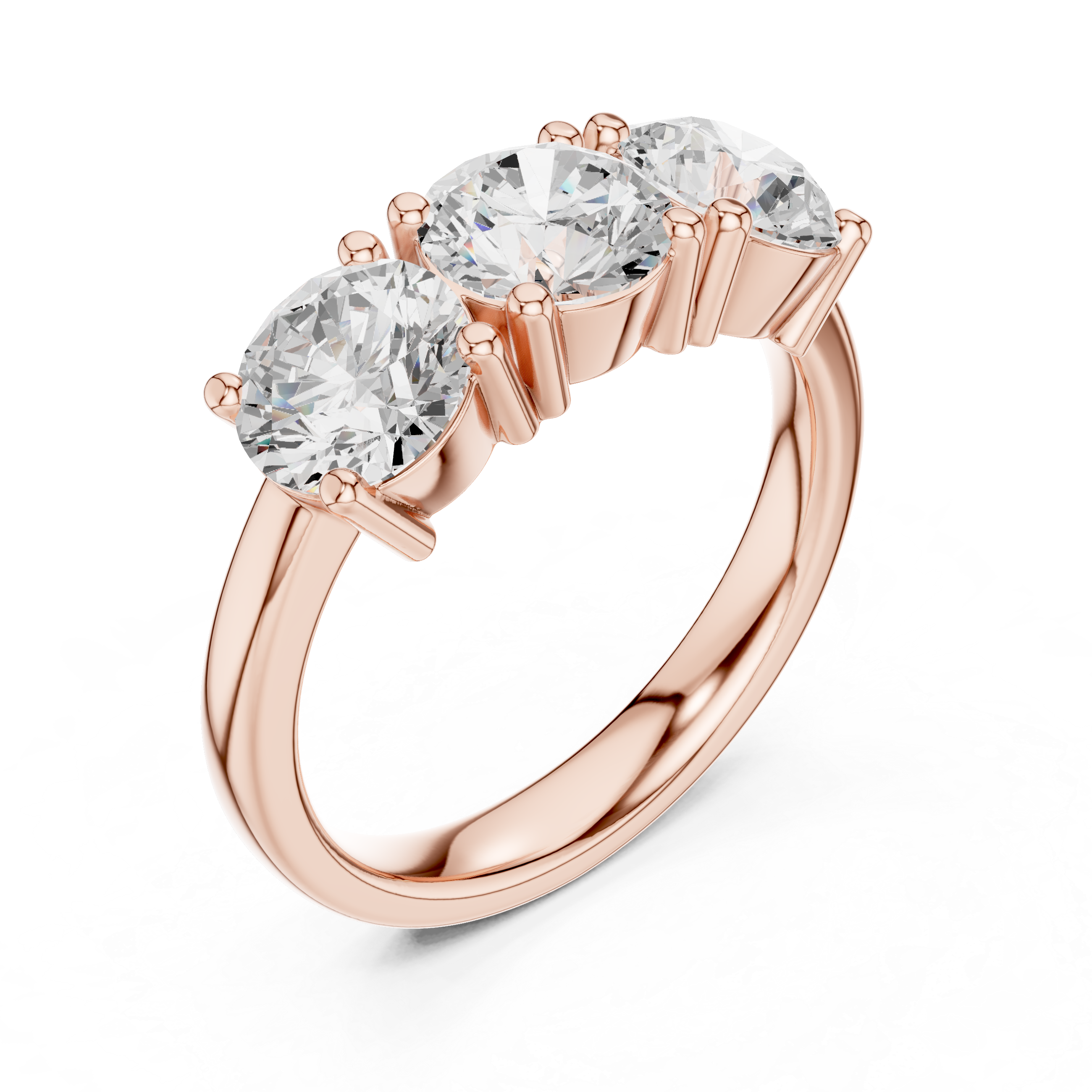 Round Brilliant Three Stone Engagement Ring