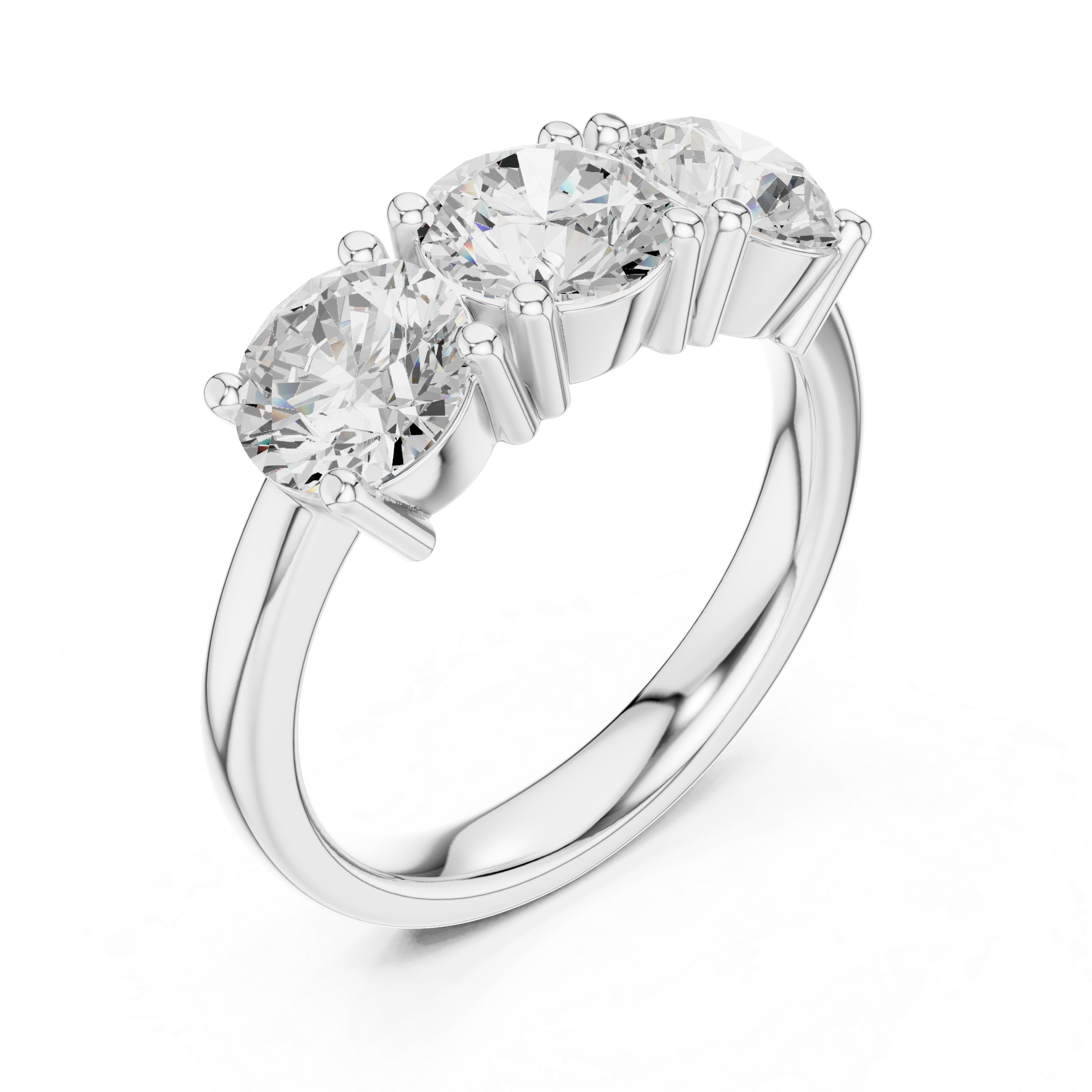 Round Brilliant Three Stone Engagement Ring