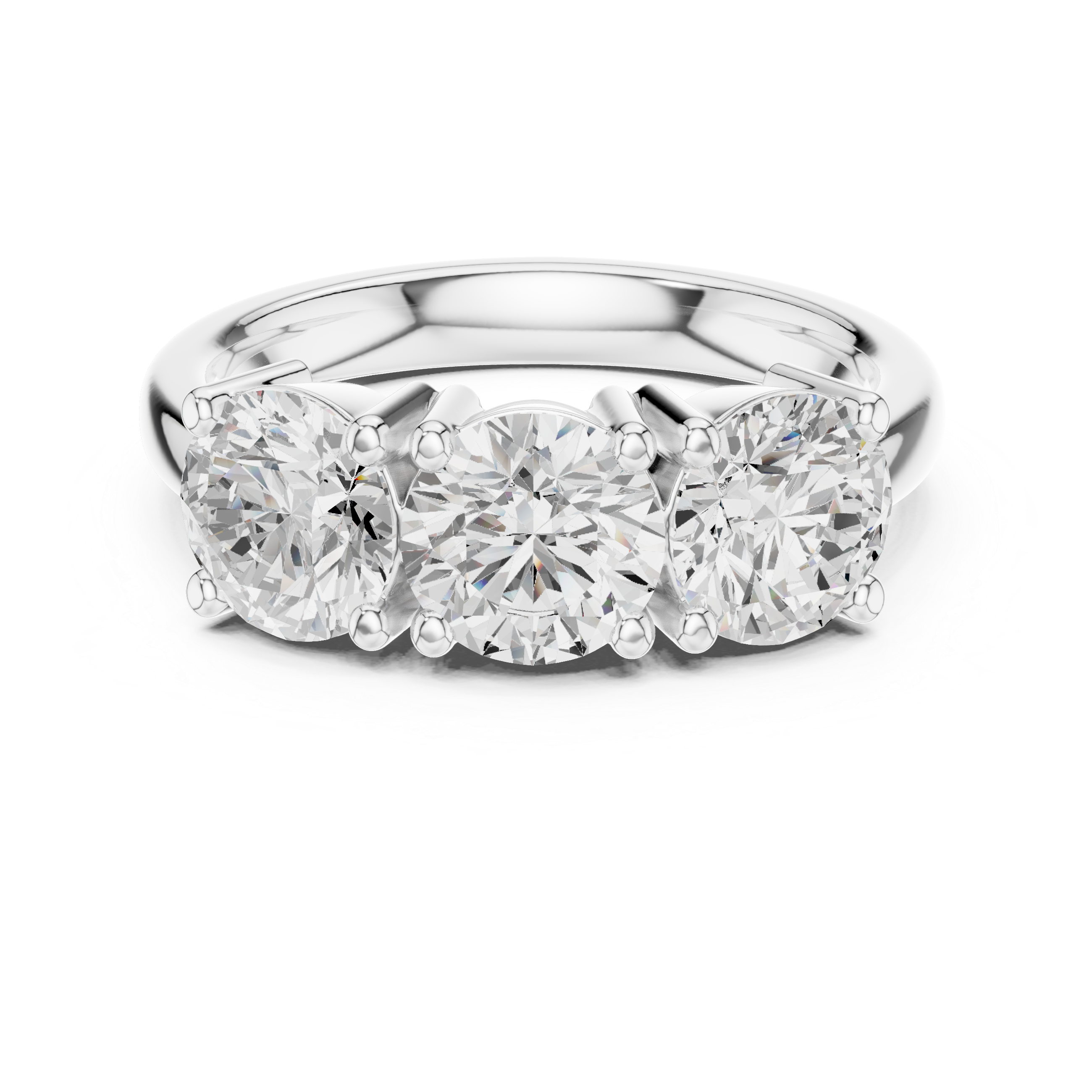 Round Brilliant Three Stone Engagement Ring