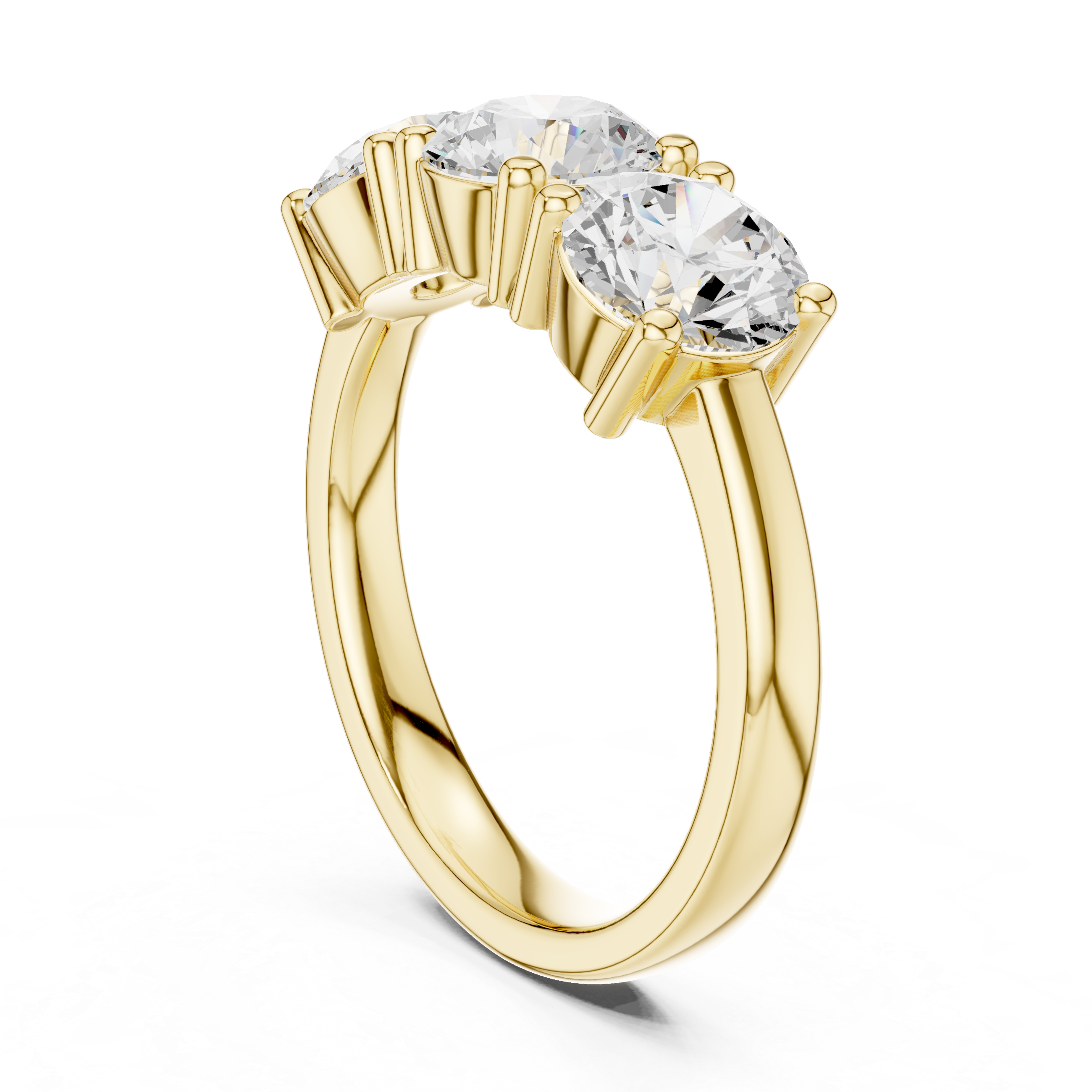 Round Brilliant Three Stone Engagement Ring
