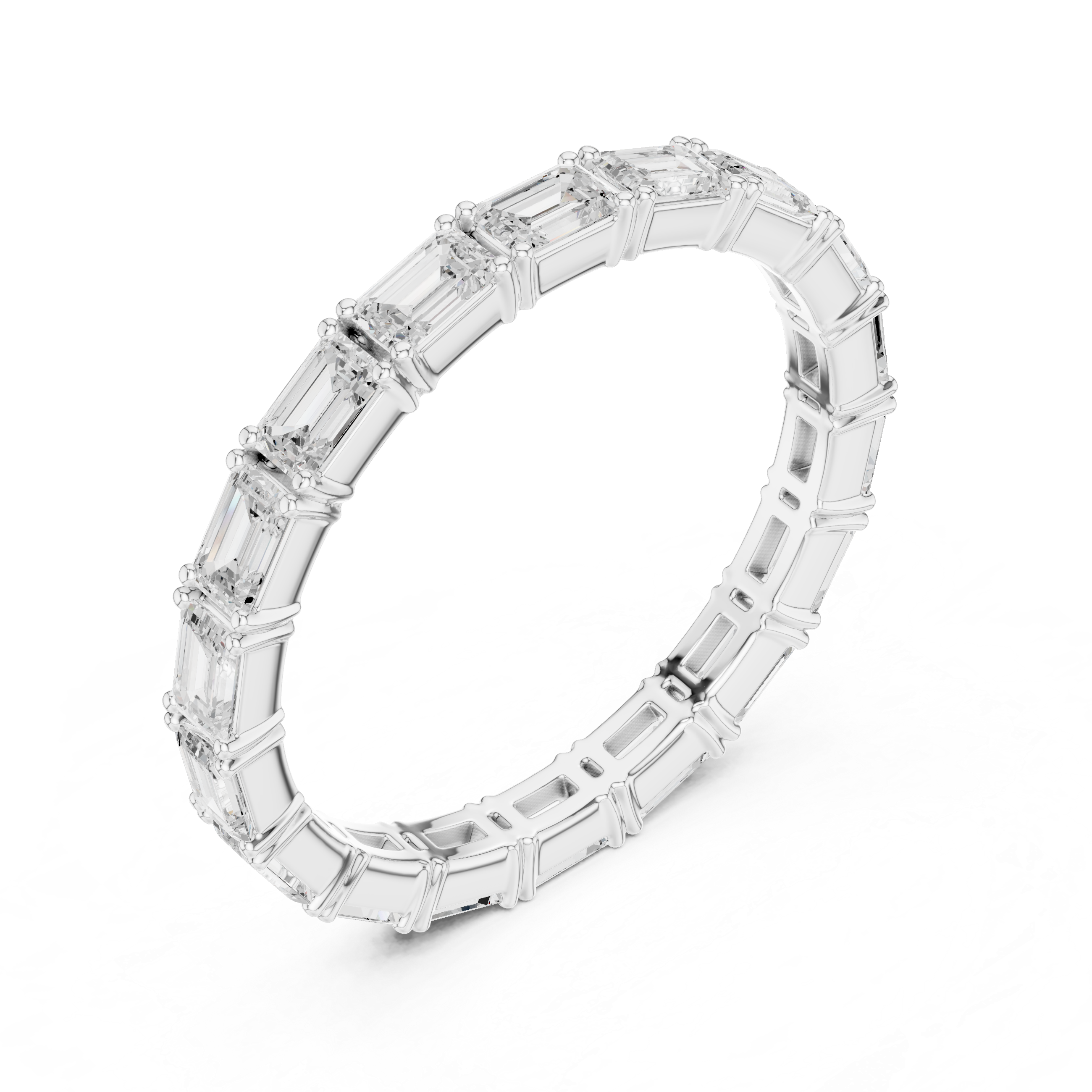 Emerald Cut Diamond Eternity Wedding Band