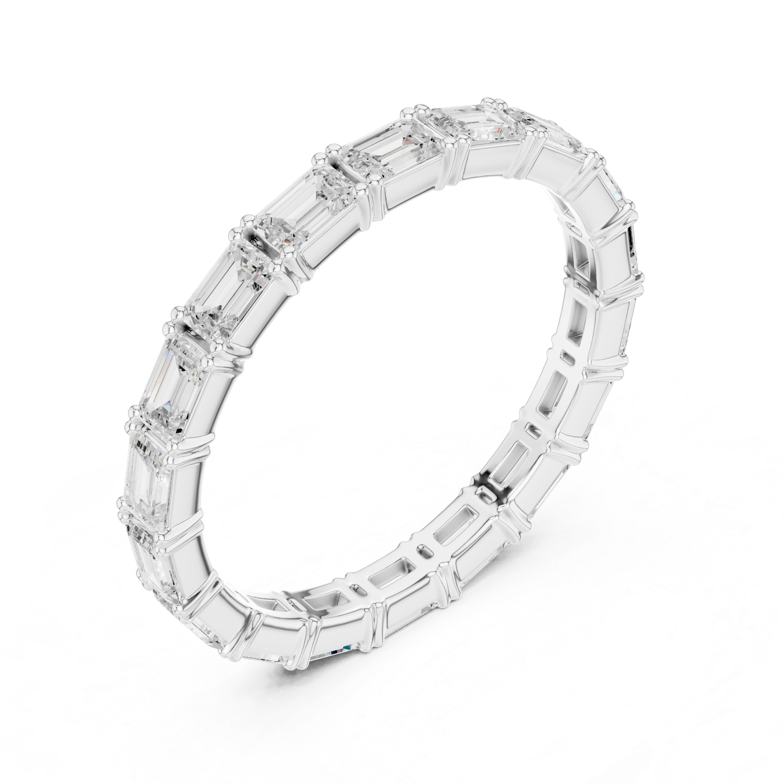 Emerald Cut Diamond Eternity Wedding Band