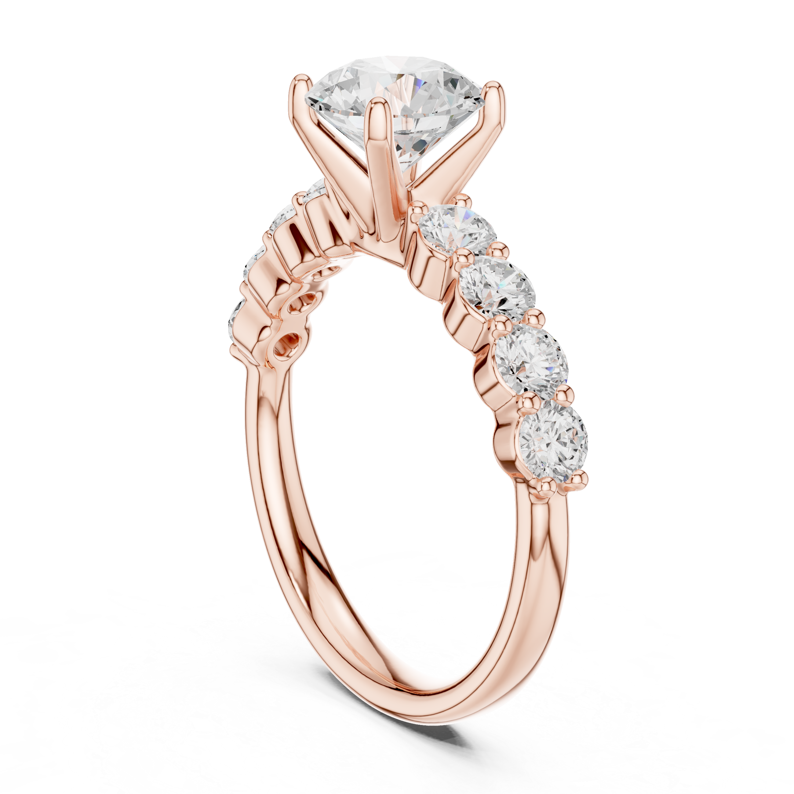 Round Three Stone Diamond Engagement Ring