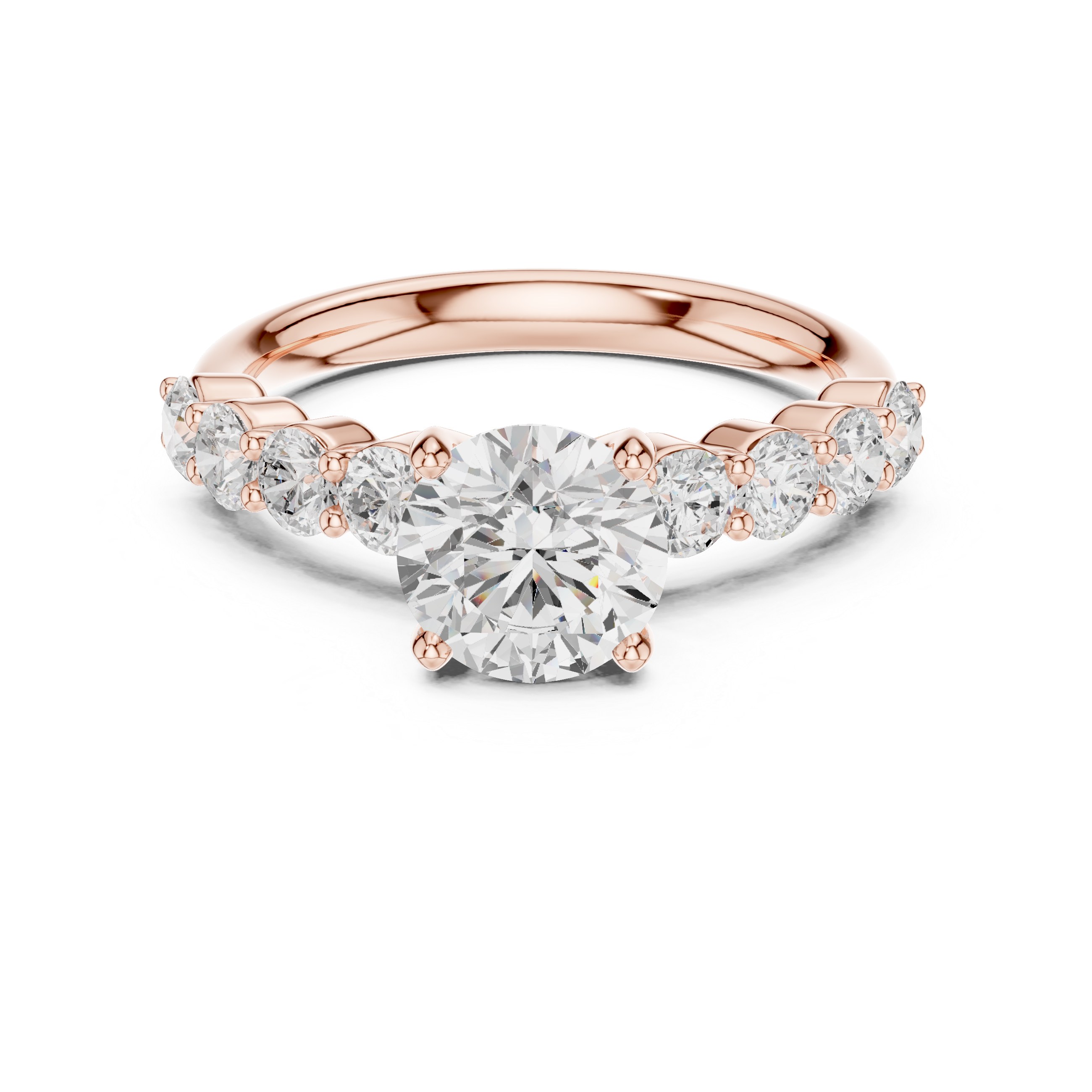 Round Three Stone Diamond Engagement Ring