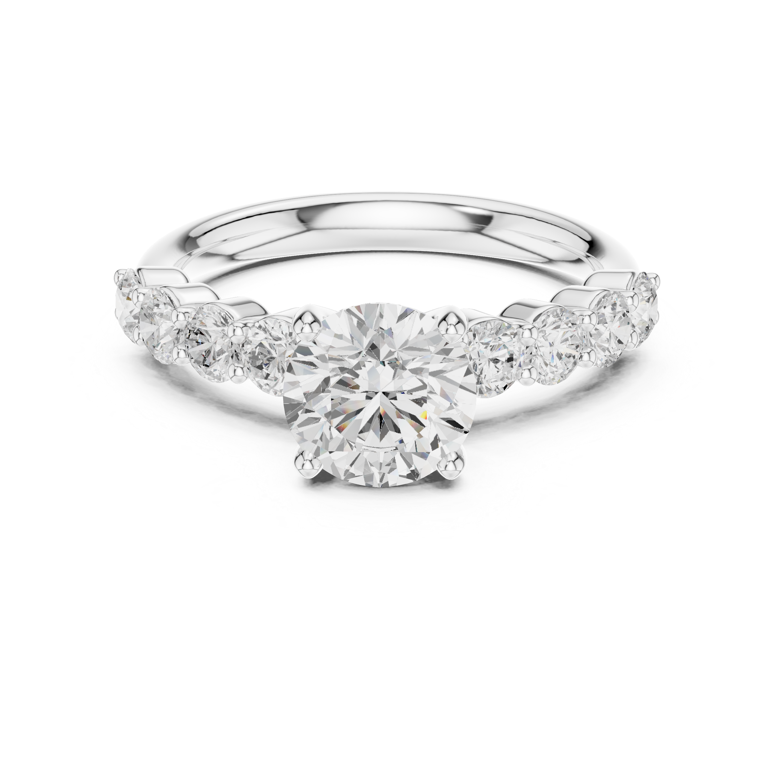 Round Three Stone Diamond Engagement Ring