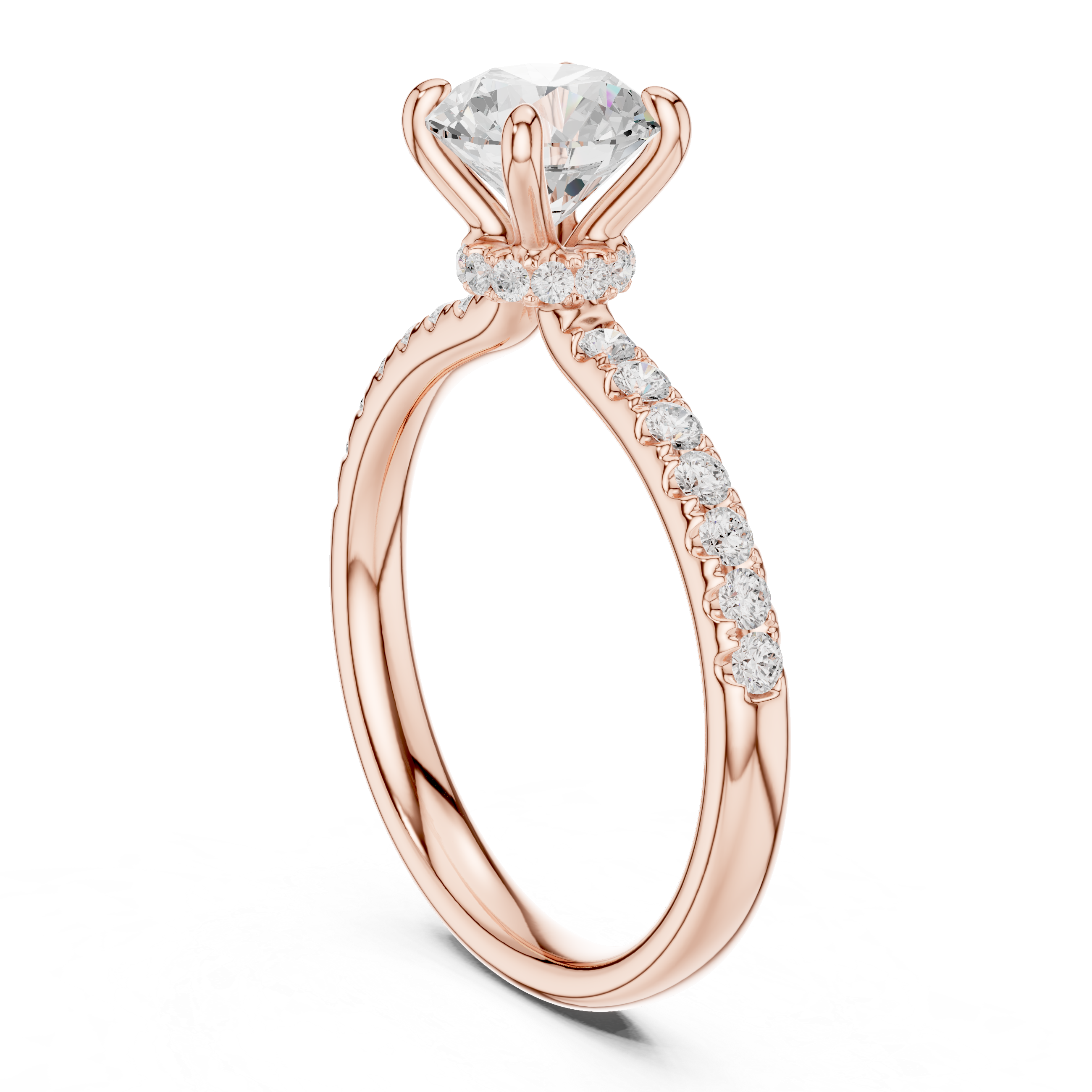 Hidden Halo Pavé Solitaire Engagement Ring