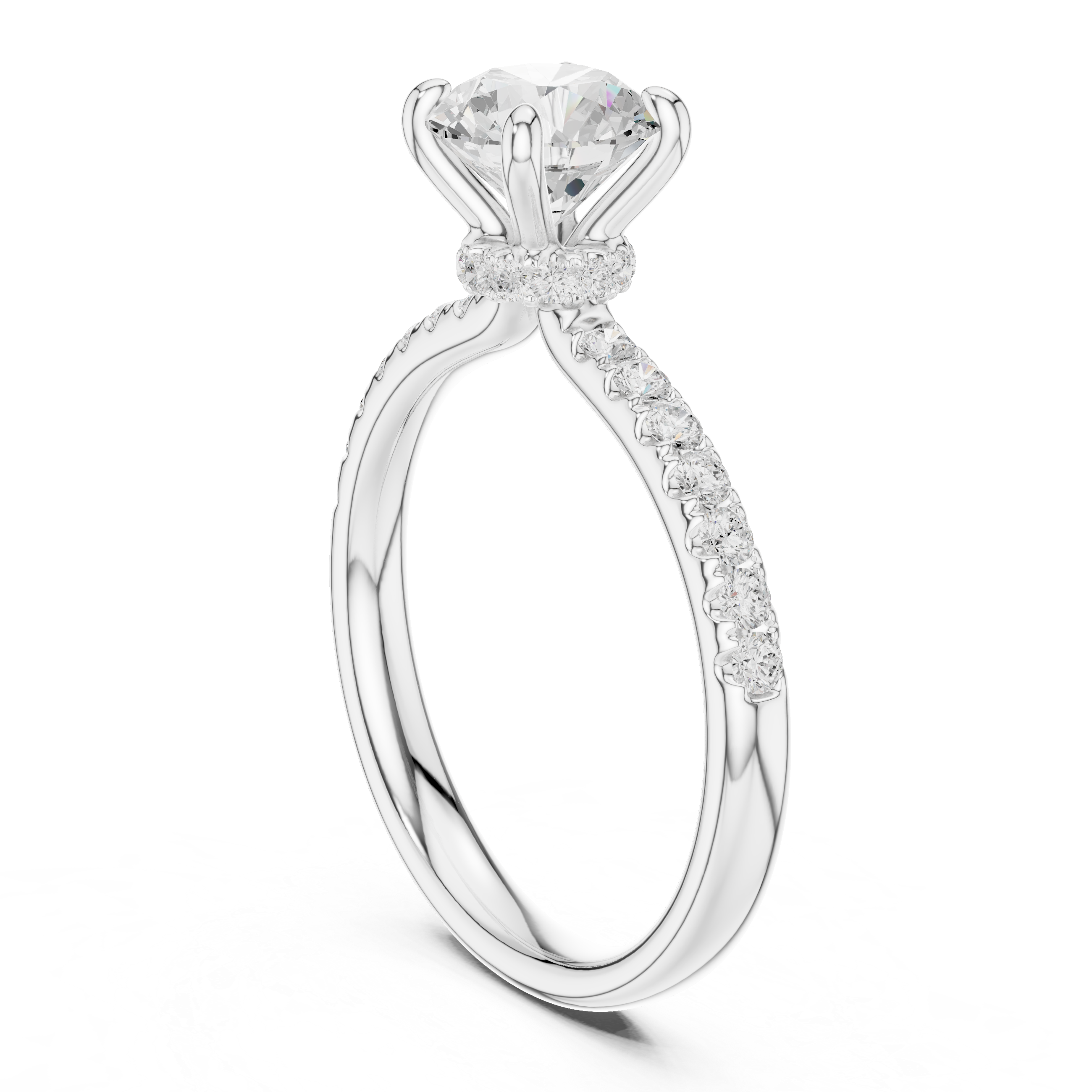 Hidden Halo Pavé Solitaire Engagement Ring
