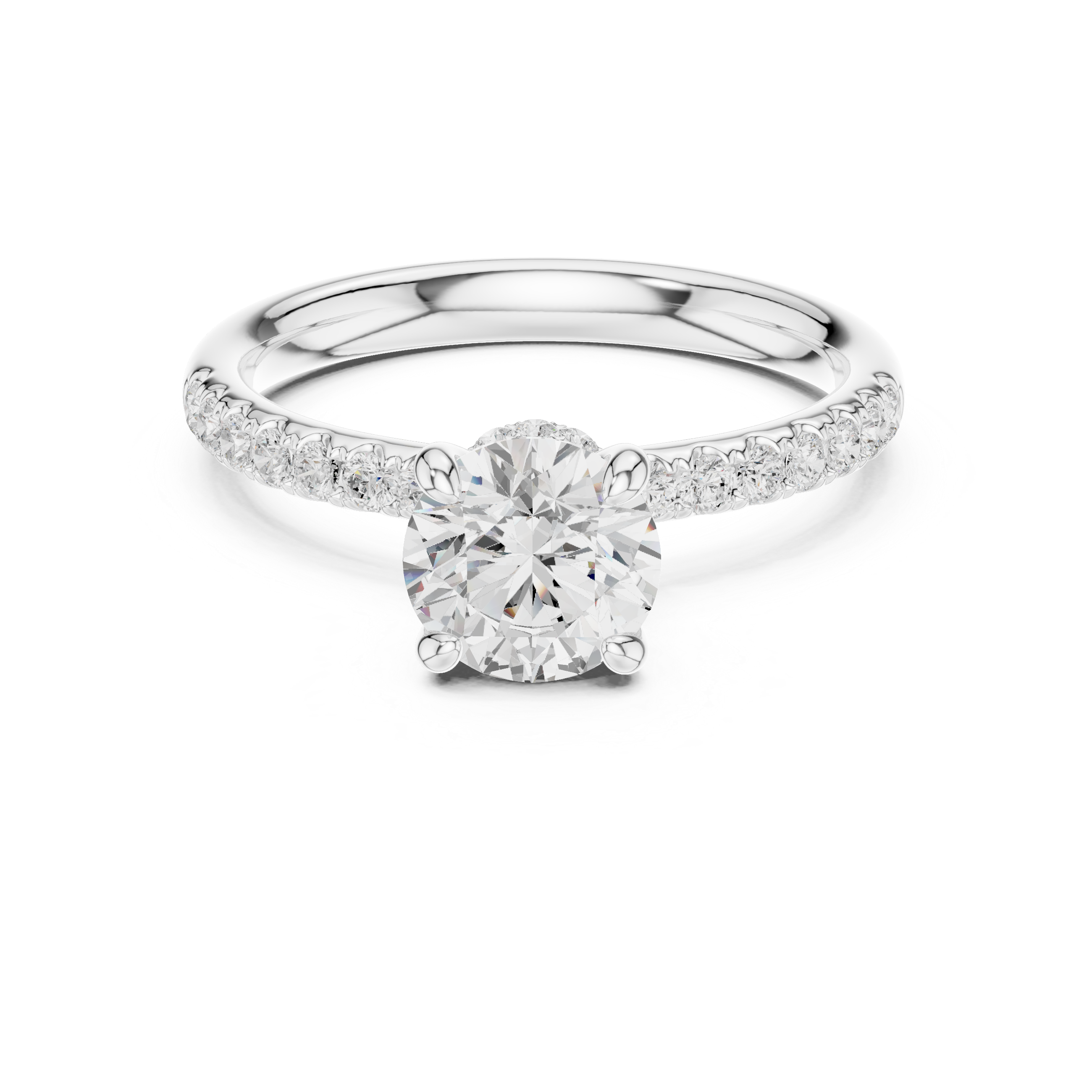 Hidden Halo Pavé Solitaire Engagement Ring