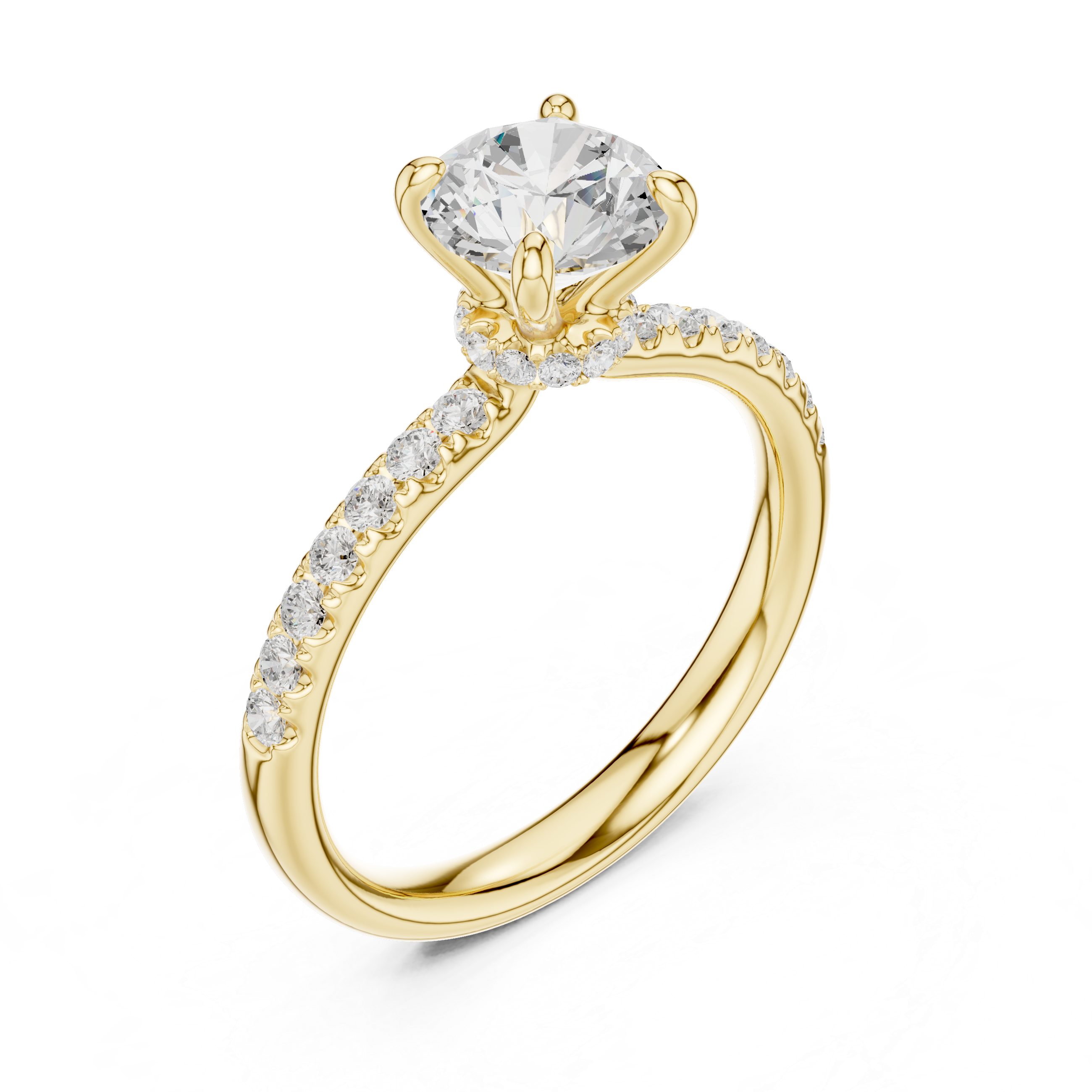 Hidden Halo Pavé Solitaire Engagement Ring