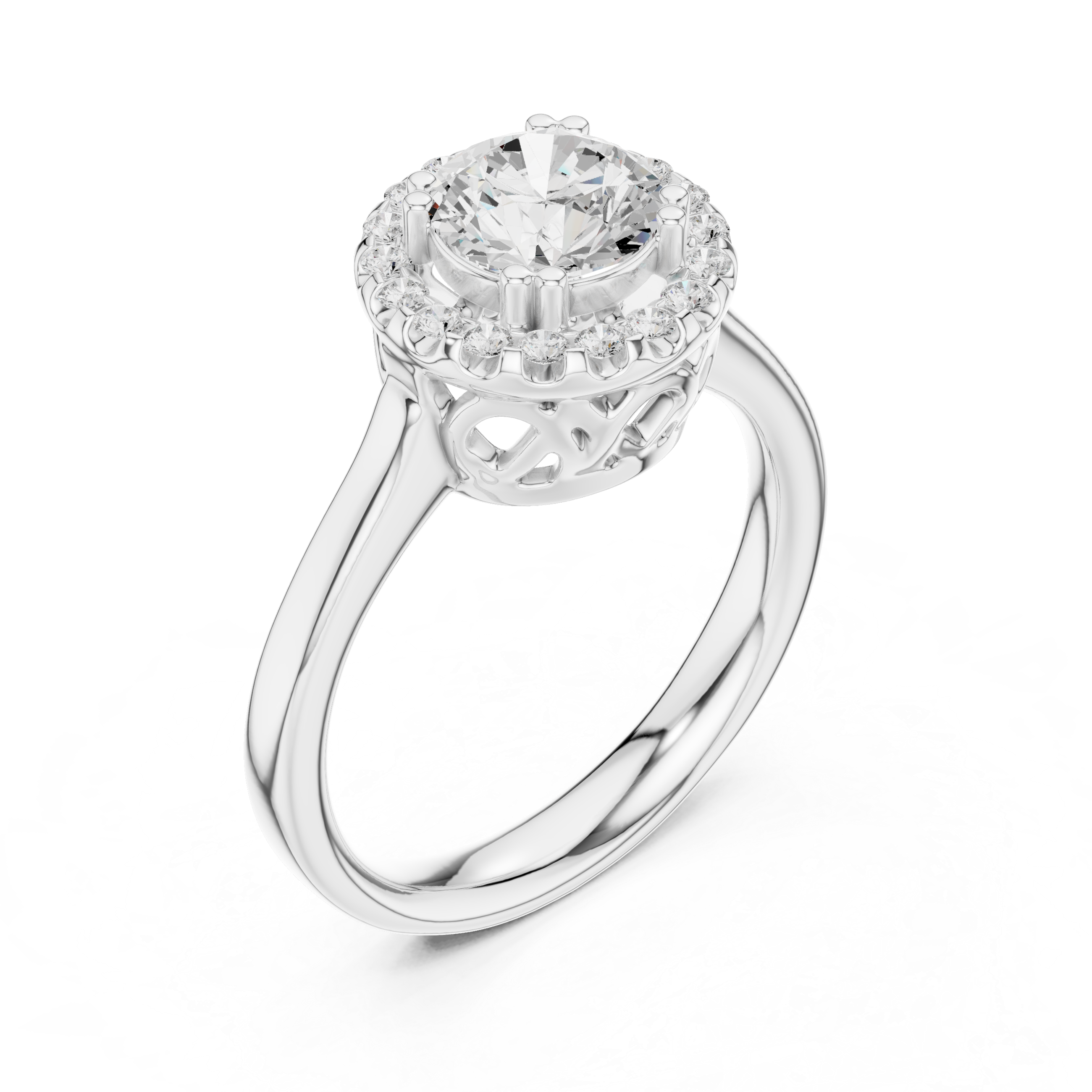 Round Halo Diamond Engagement Ring