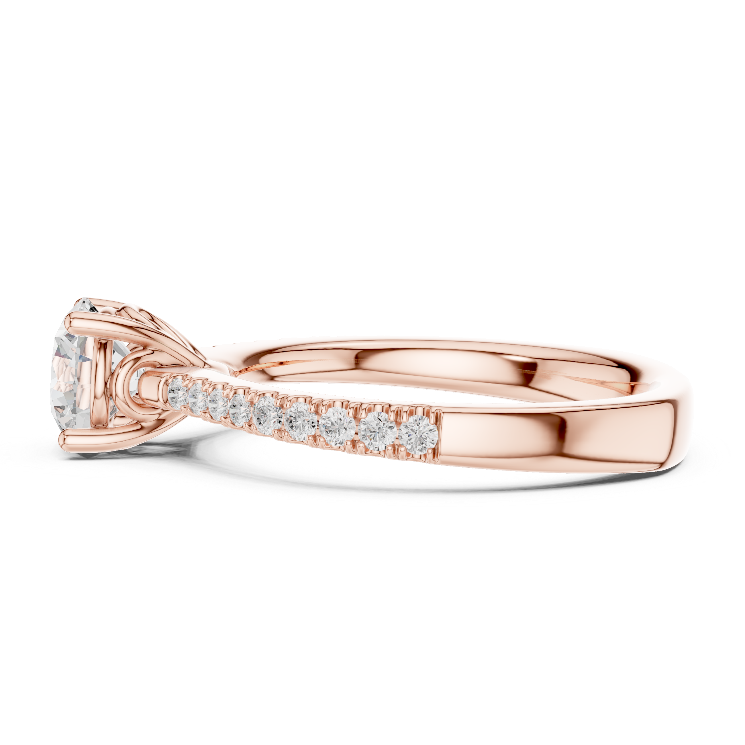 Pavé Diamond Solitaire Engagement Ring