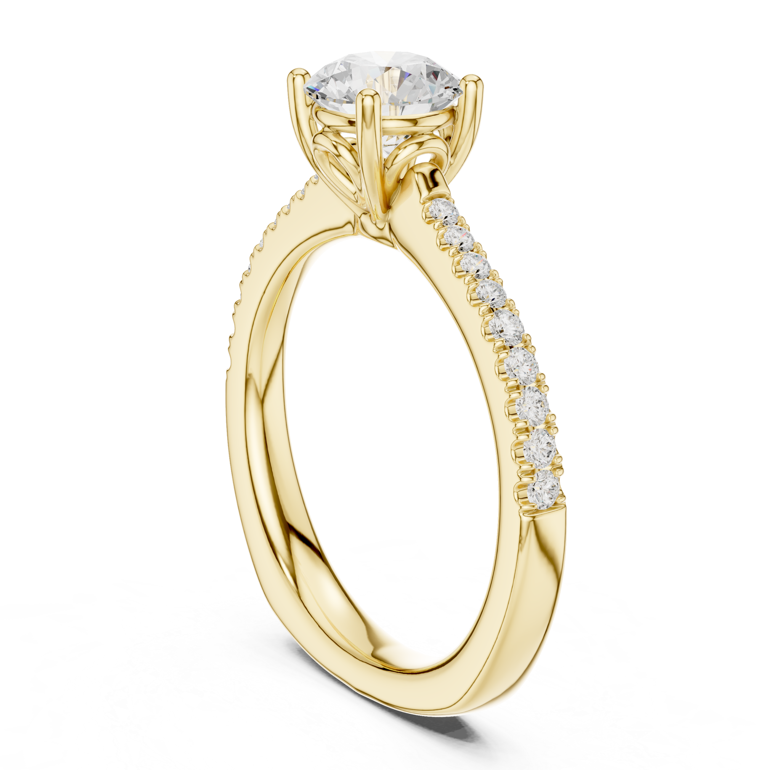 Pavé Diamond Solitaire Engagement Ring