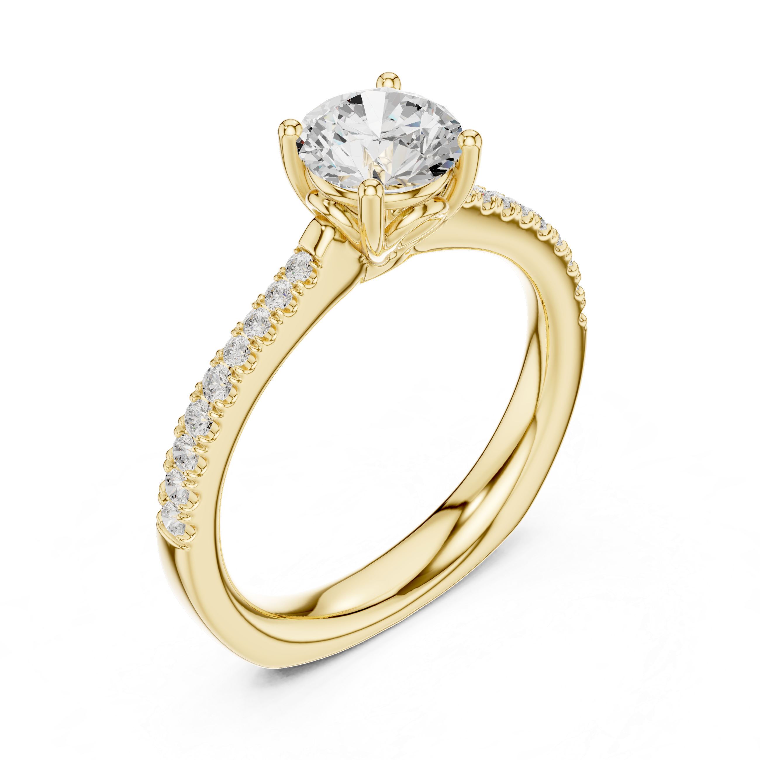 Pavé Diamond Solitaire Engagement Ring