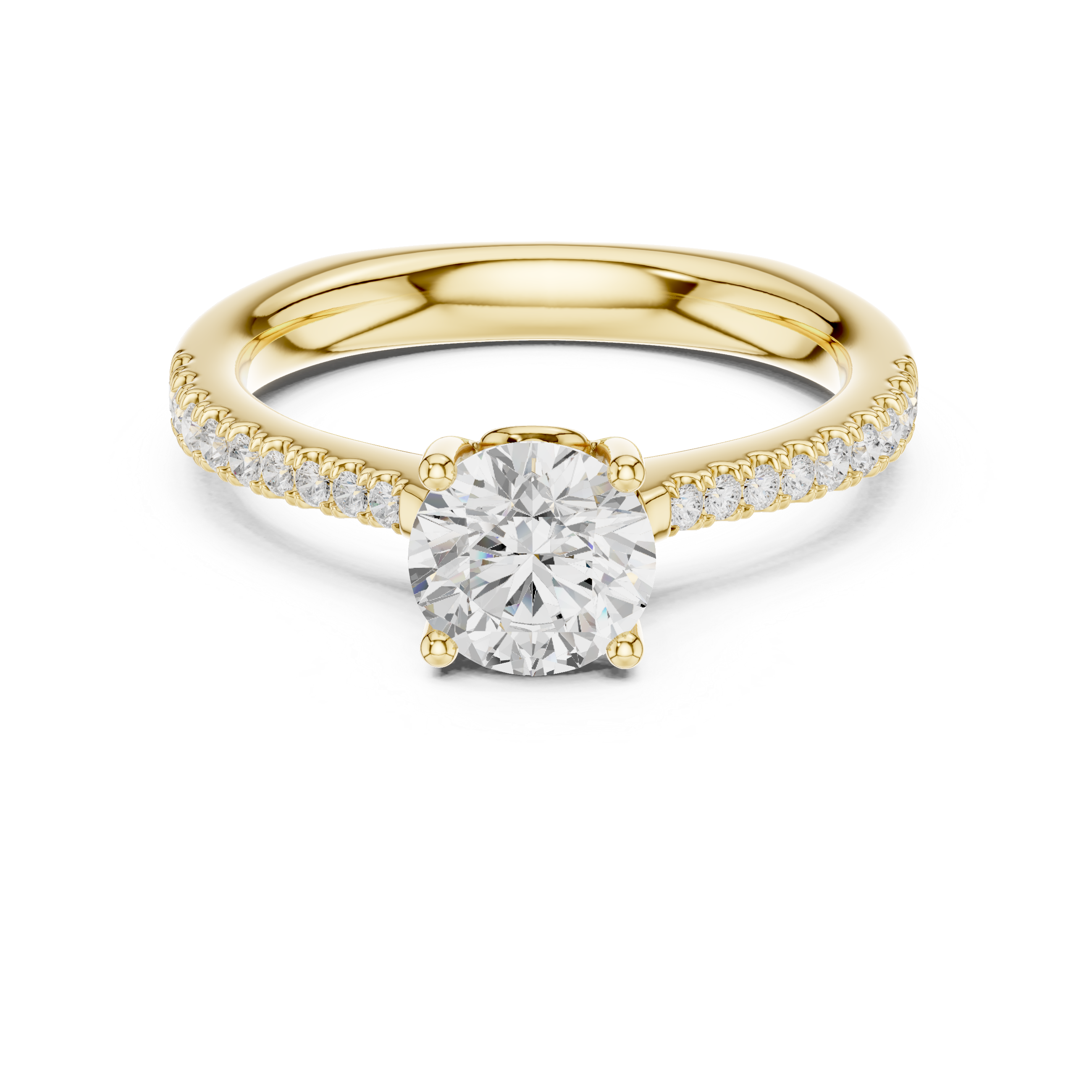 Pavé Diamond Solitaire Engagement Ring