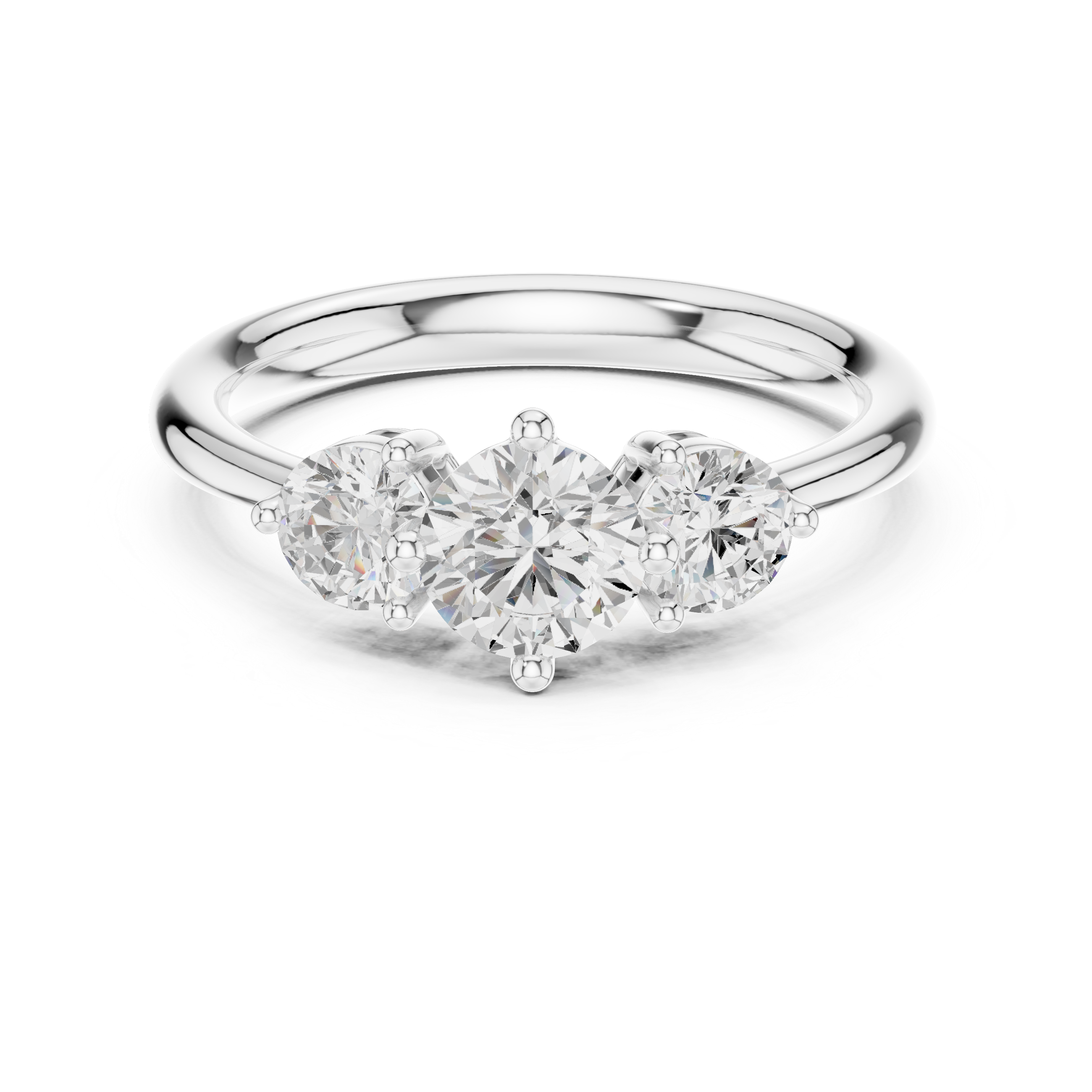 Three Stone Round Diamond Engagement Ring