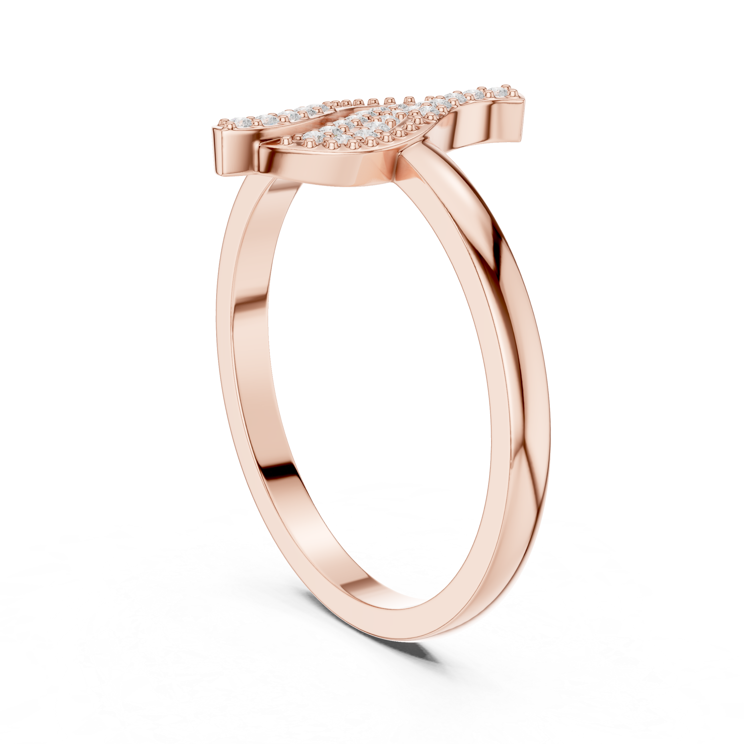Leaf Pave Diamond Ring