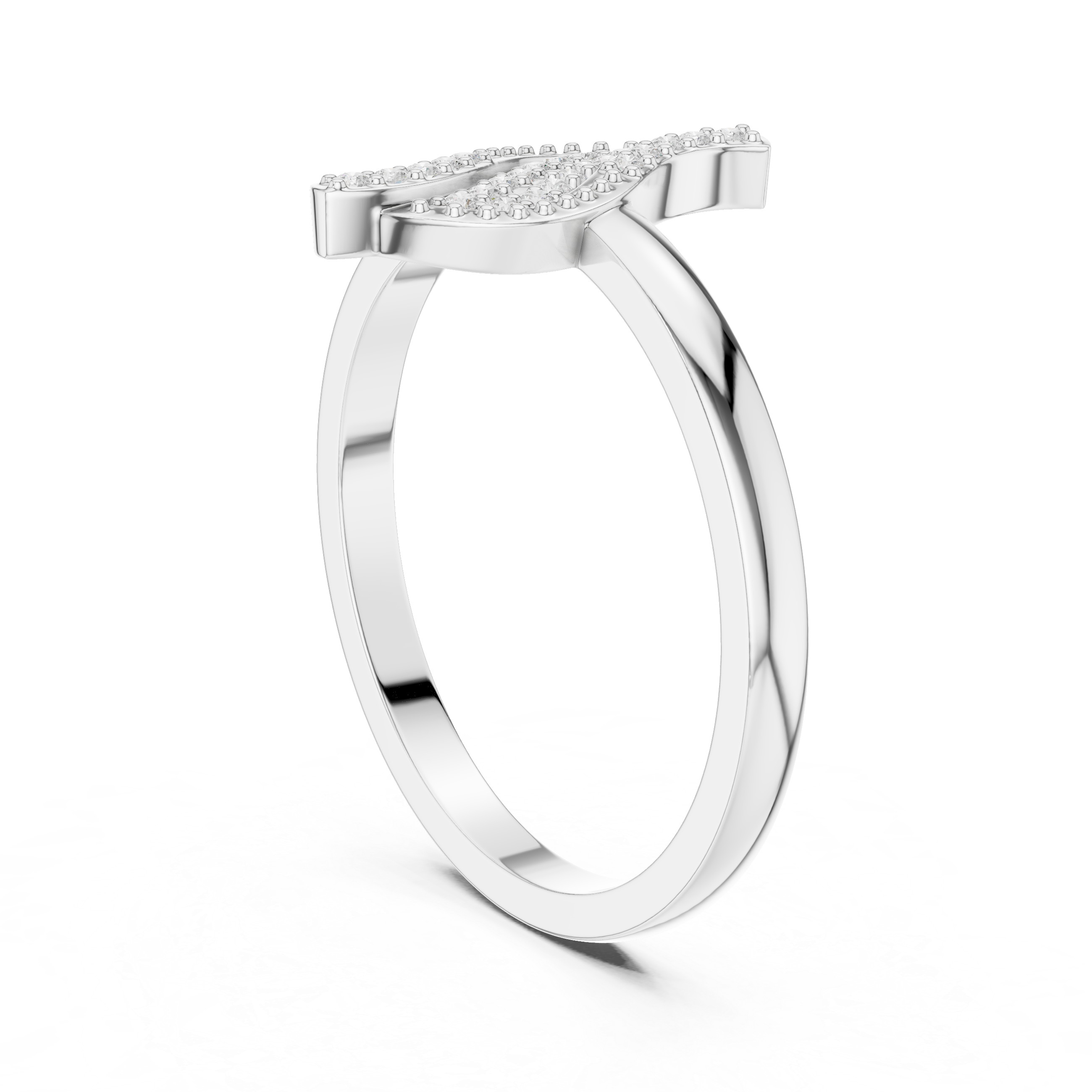 Leaf Pave Diamond Ring