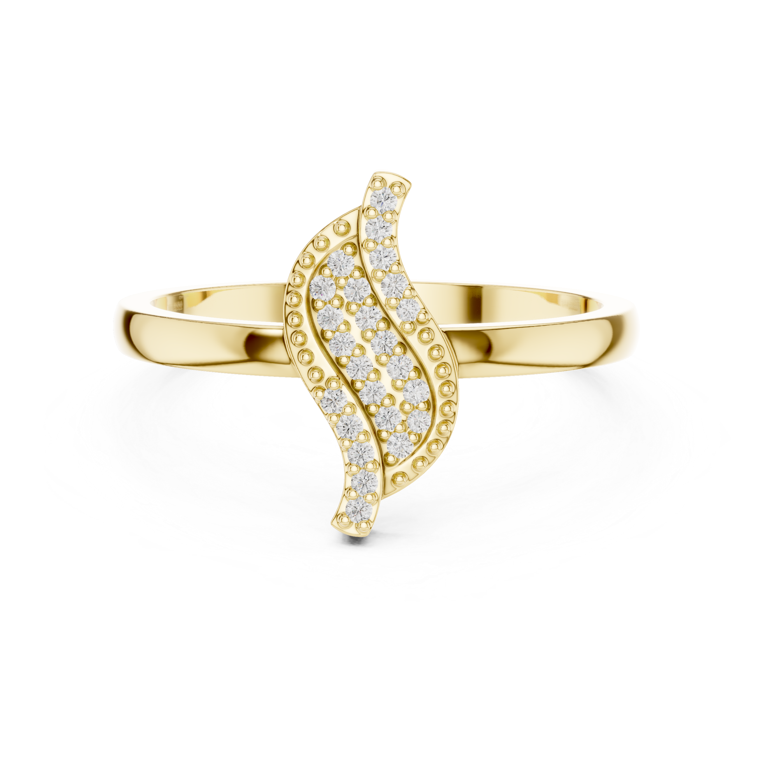 Leaf Pave Diamond Ring
