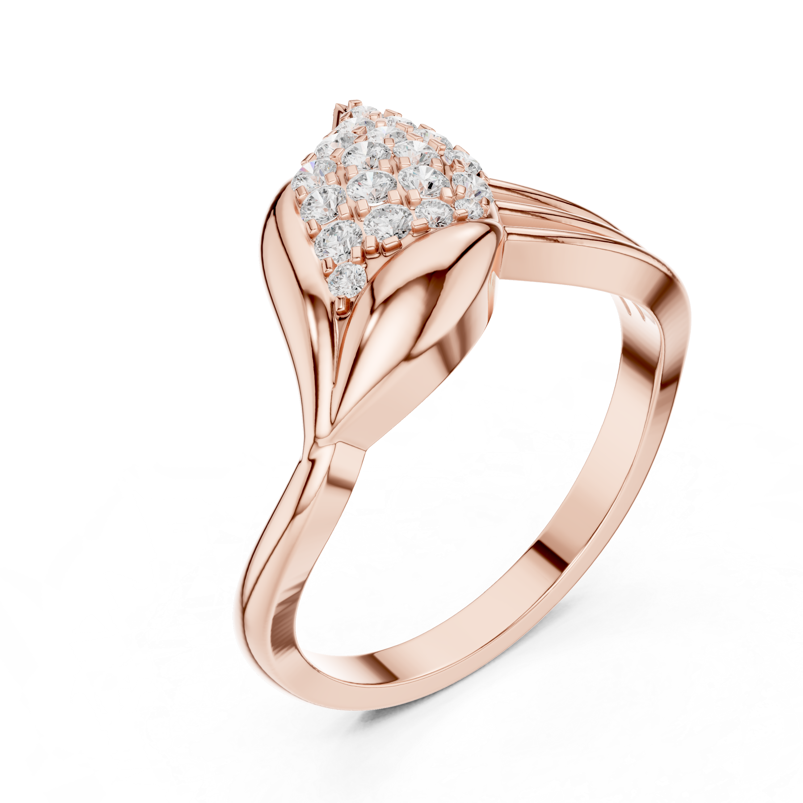 Leaf Pave Diamond Fashion Ring