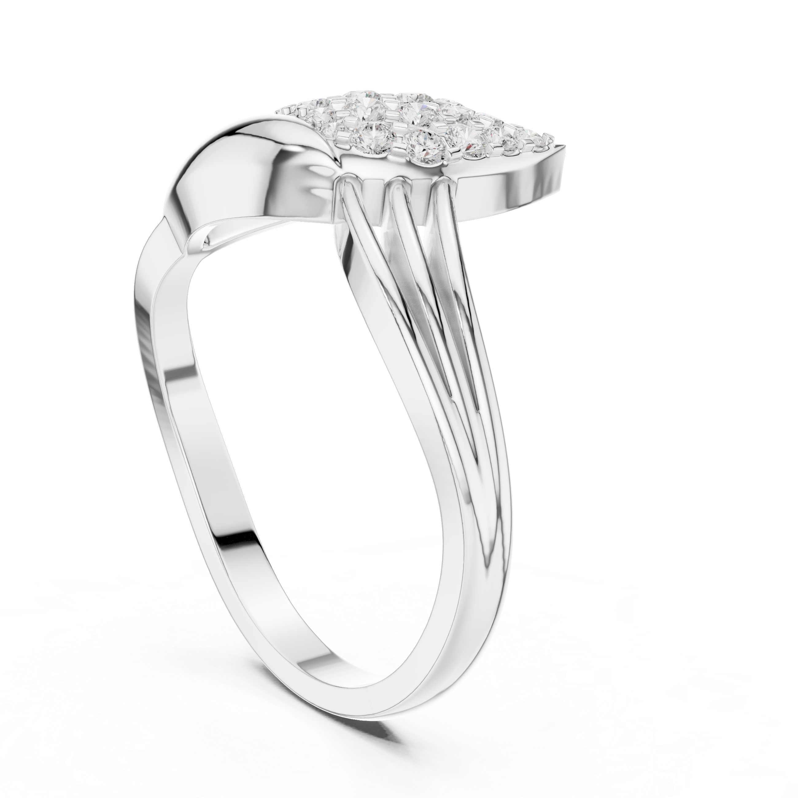 Leaf Pave Diamond Fashion Ring