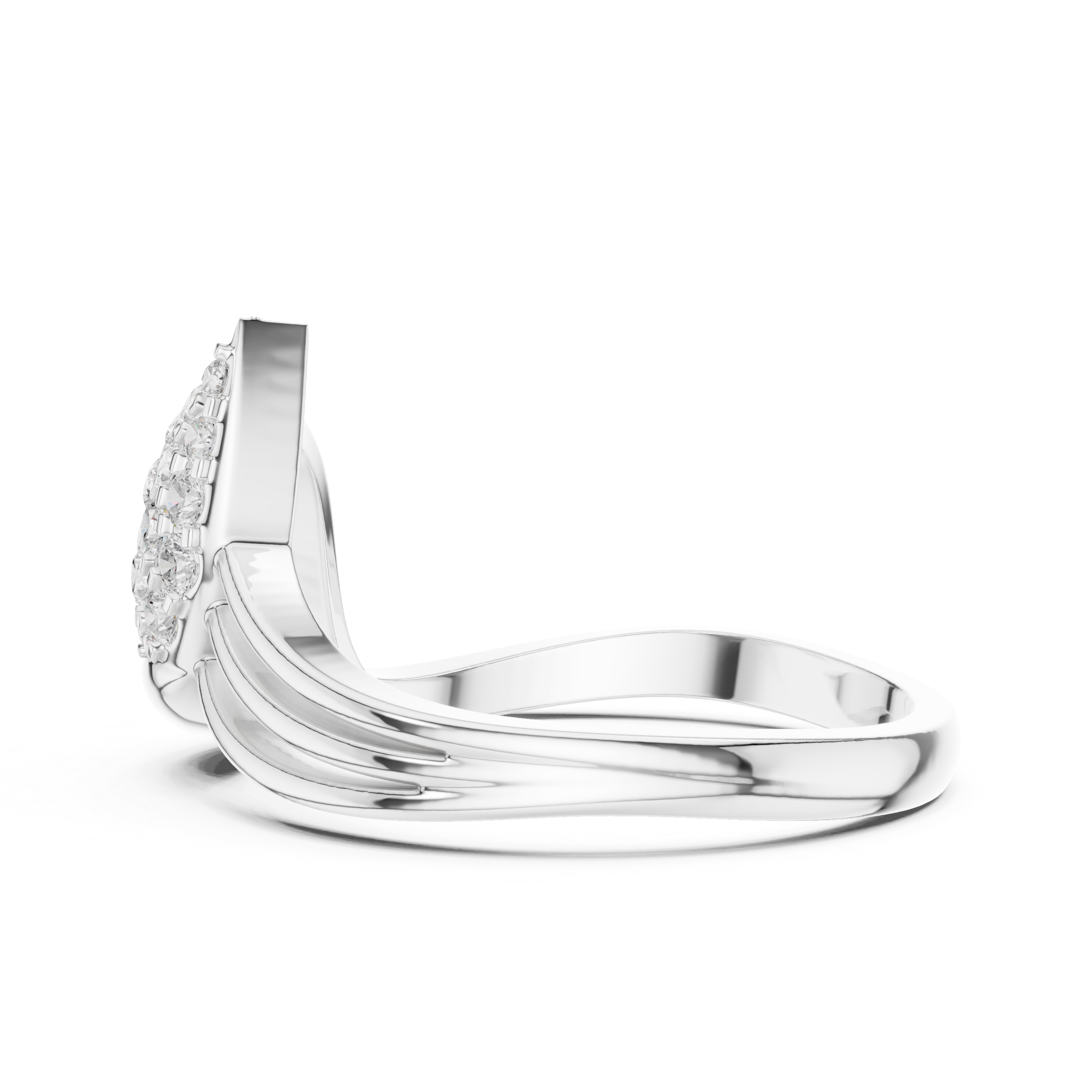 Leaf Pave Diamond Fashion Ring