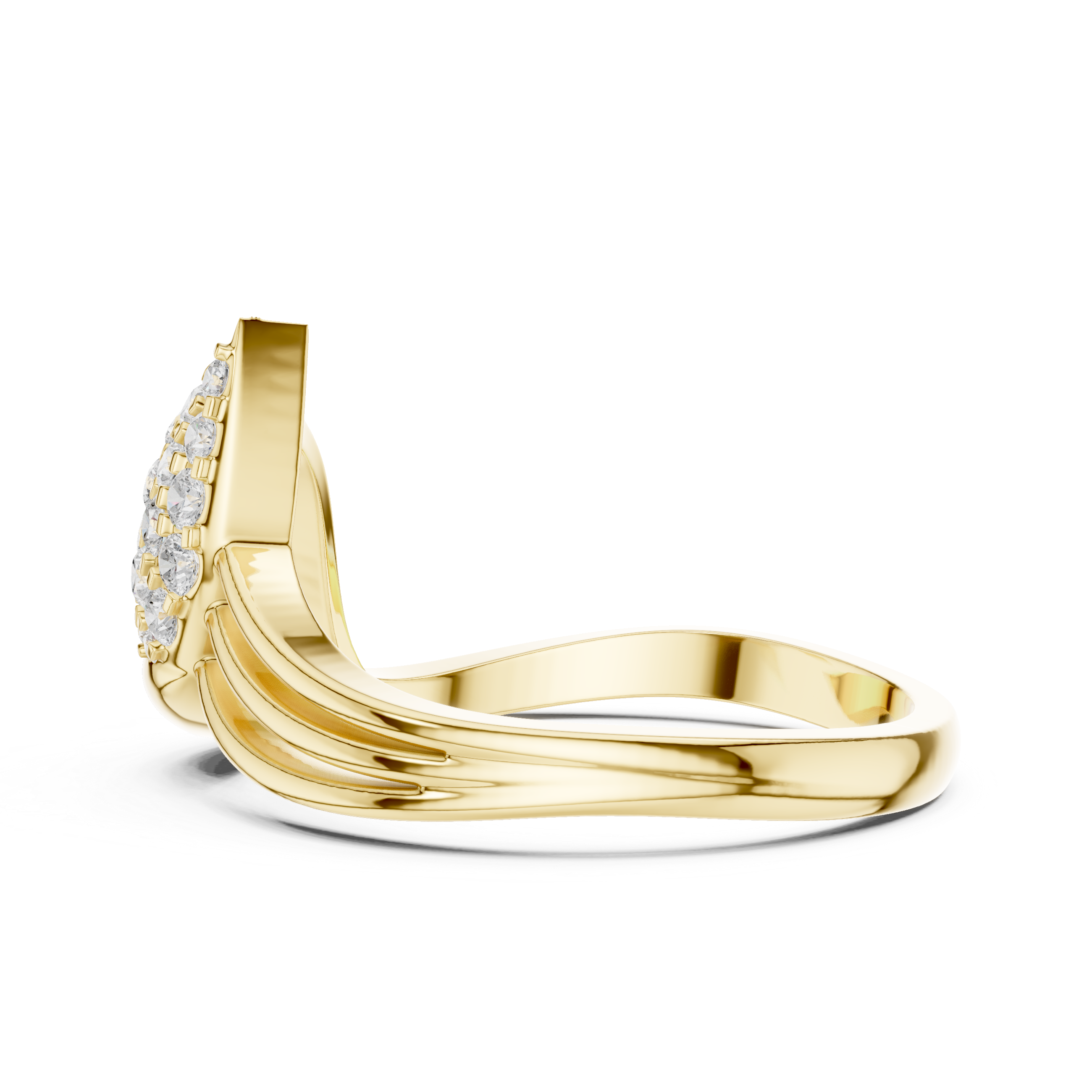 Leaf Pave Diamond Fashion Ring