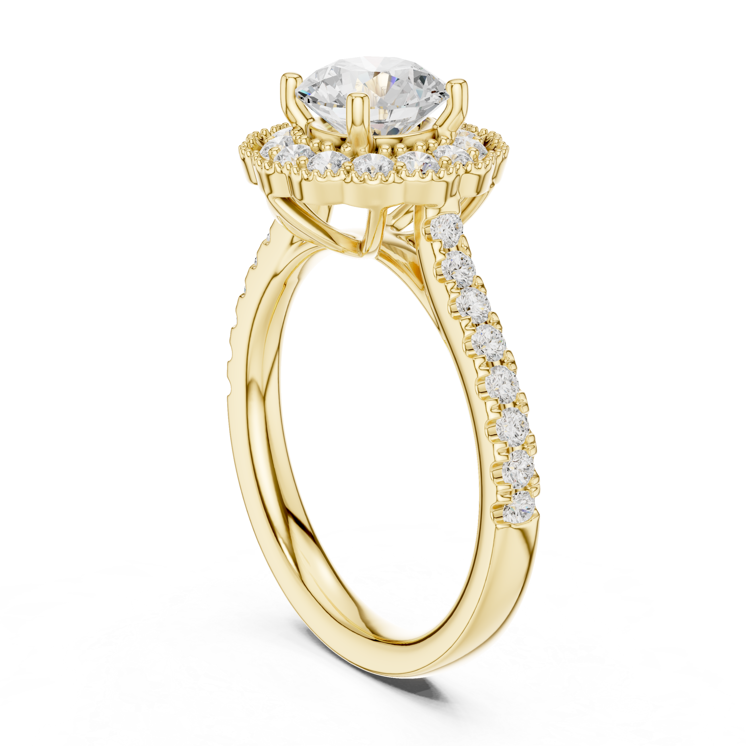 Vintage Milgrain Halo Diamond Engagement Ring