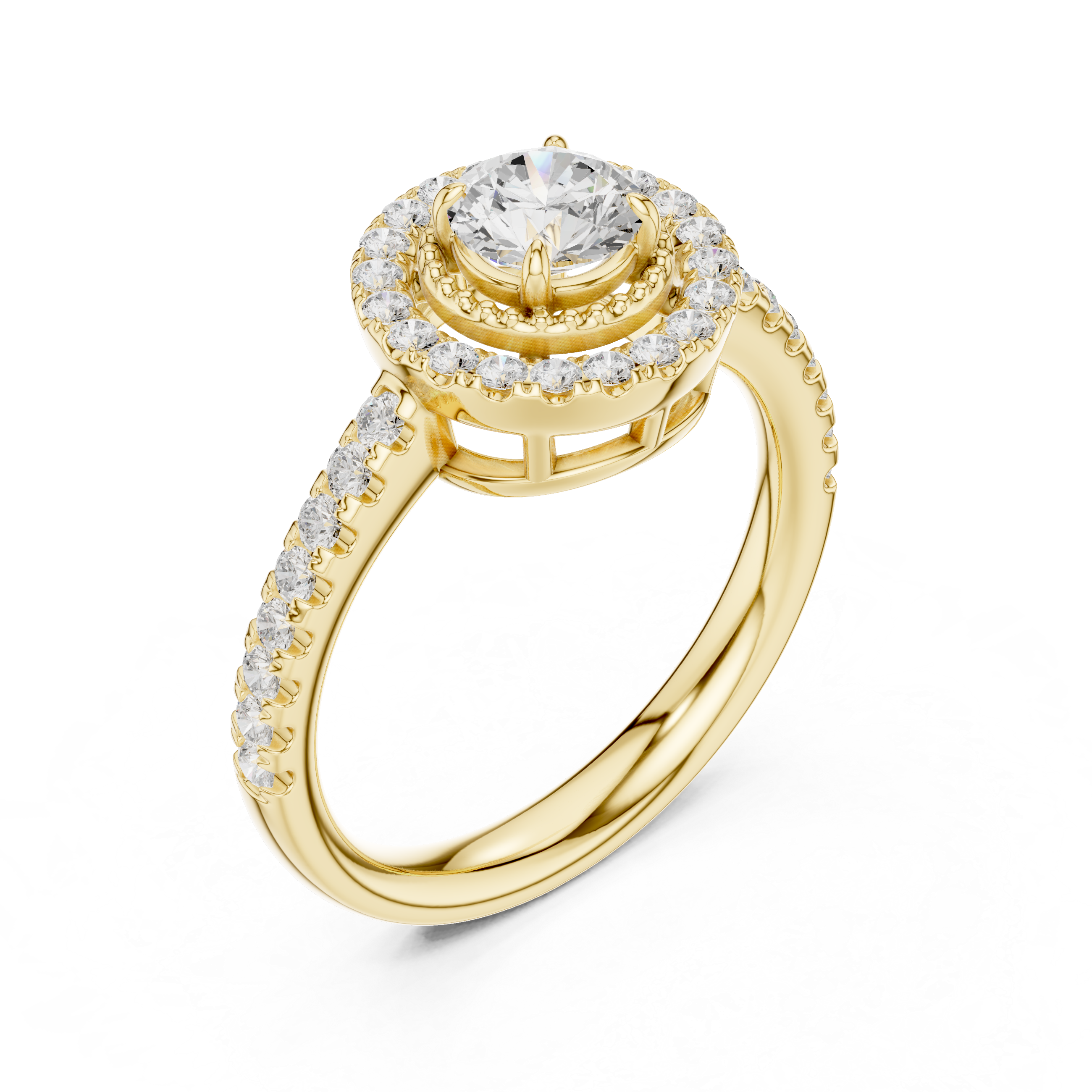 Vintage Double Halo Diamond Engagement Ring