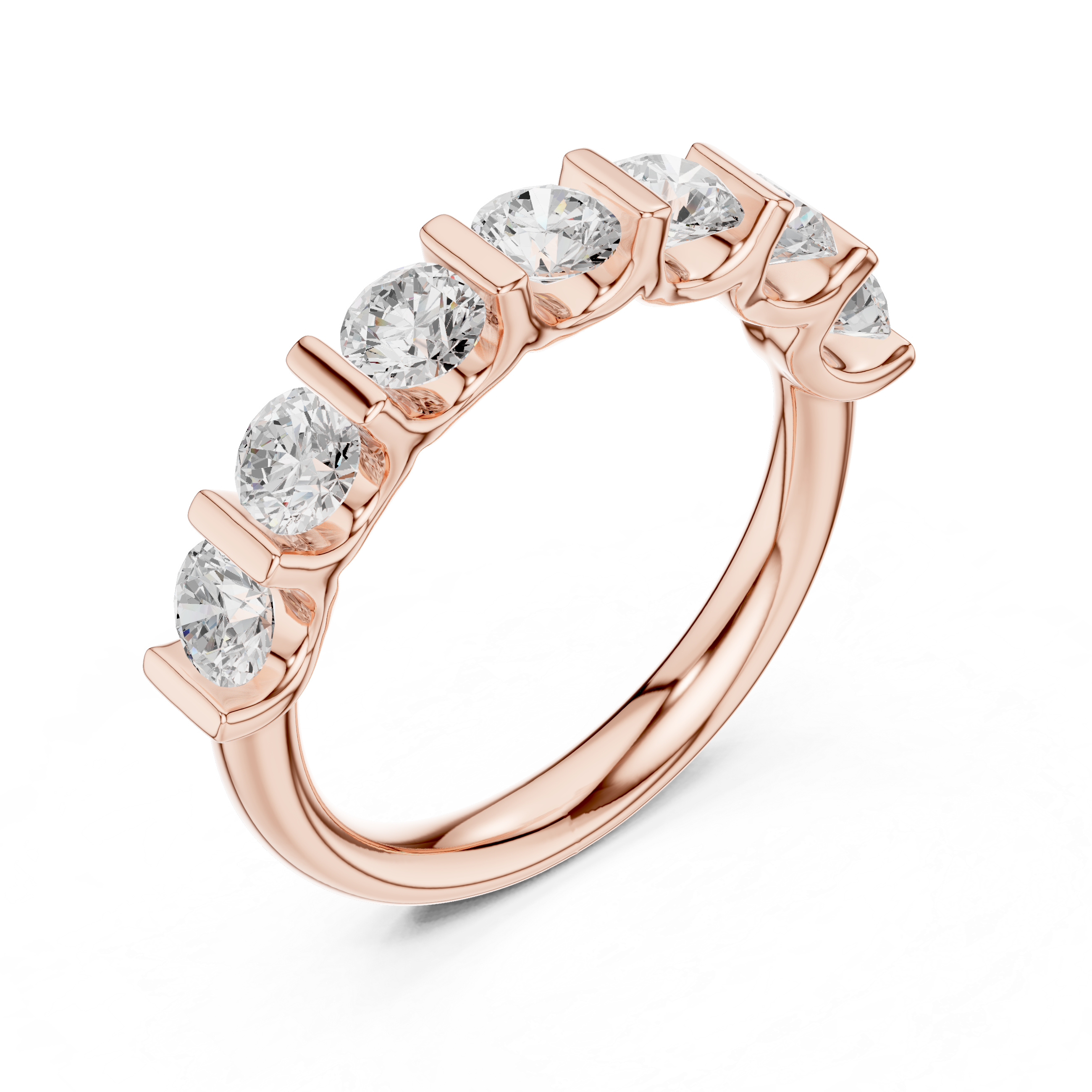 Seven Stone Round Diamond Wedding Band